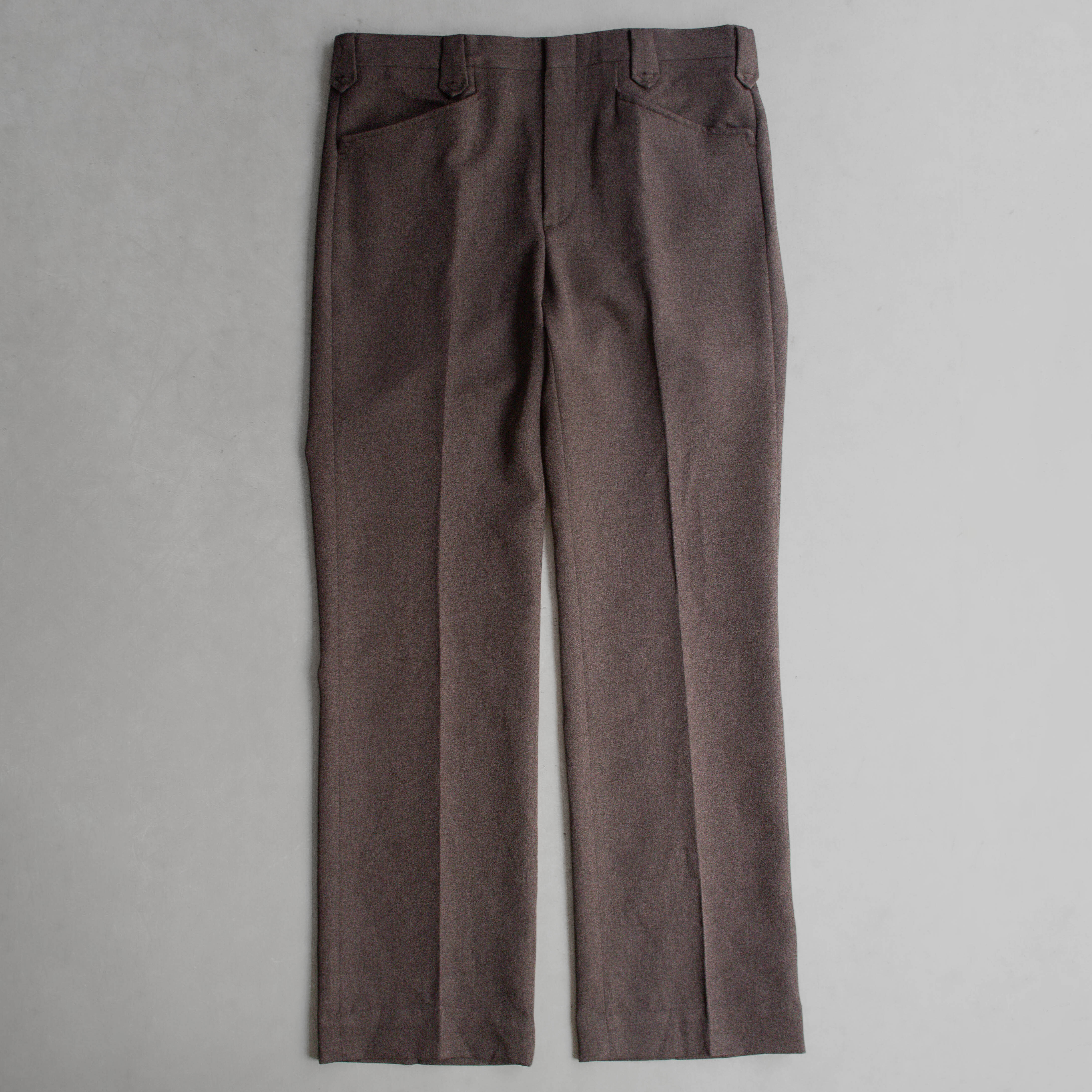 70-80S VINTAGE BELL SLACKS 美國 棕色 聚酯纖維 靴型 喇叭 西裝 長褲