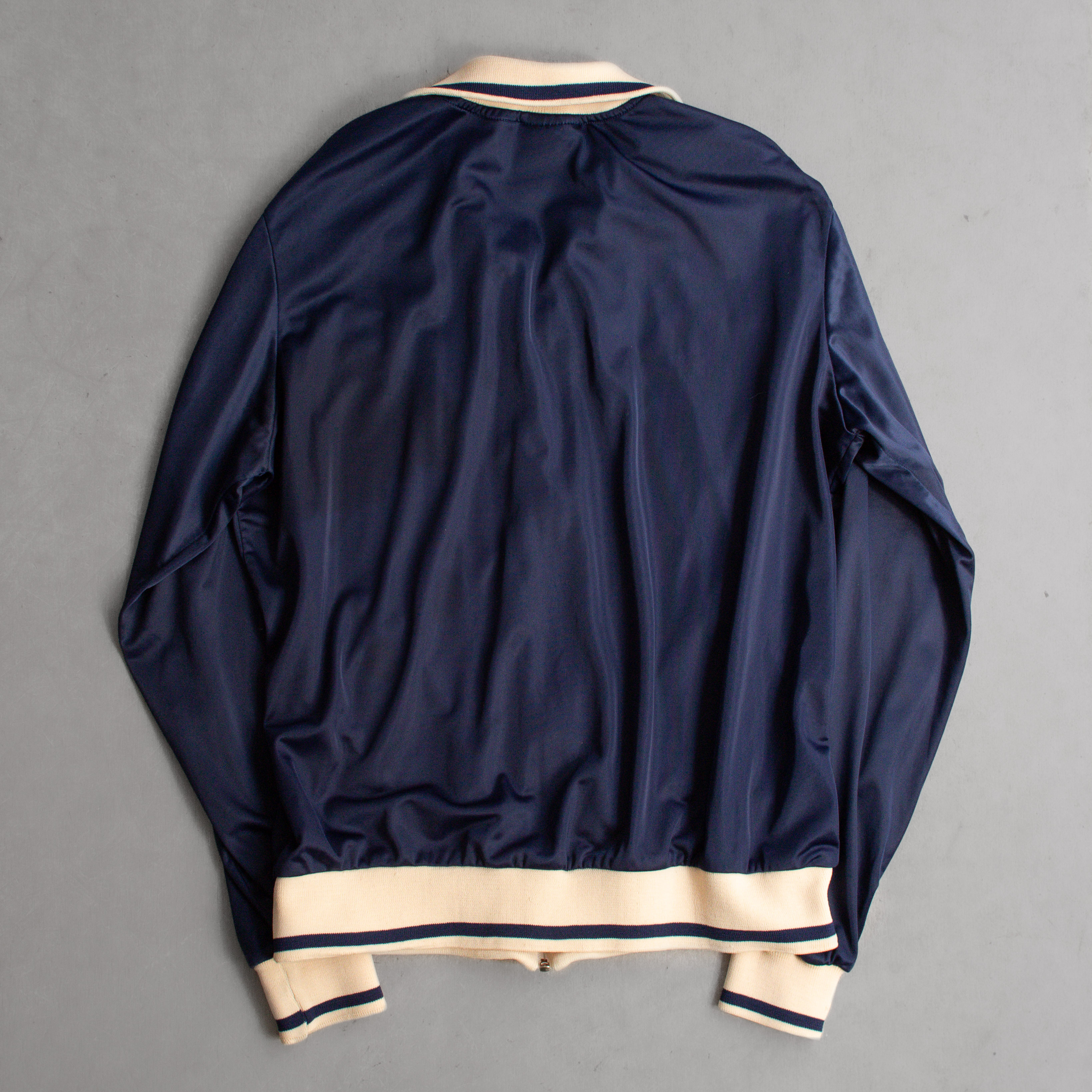 70S NIKE TRACK JACKET 美國製 深藍 緞面 滾邊 高領 運動外套
