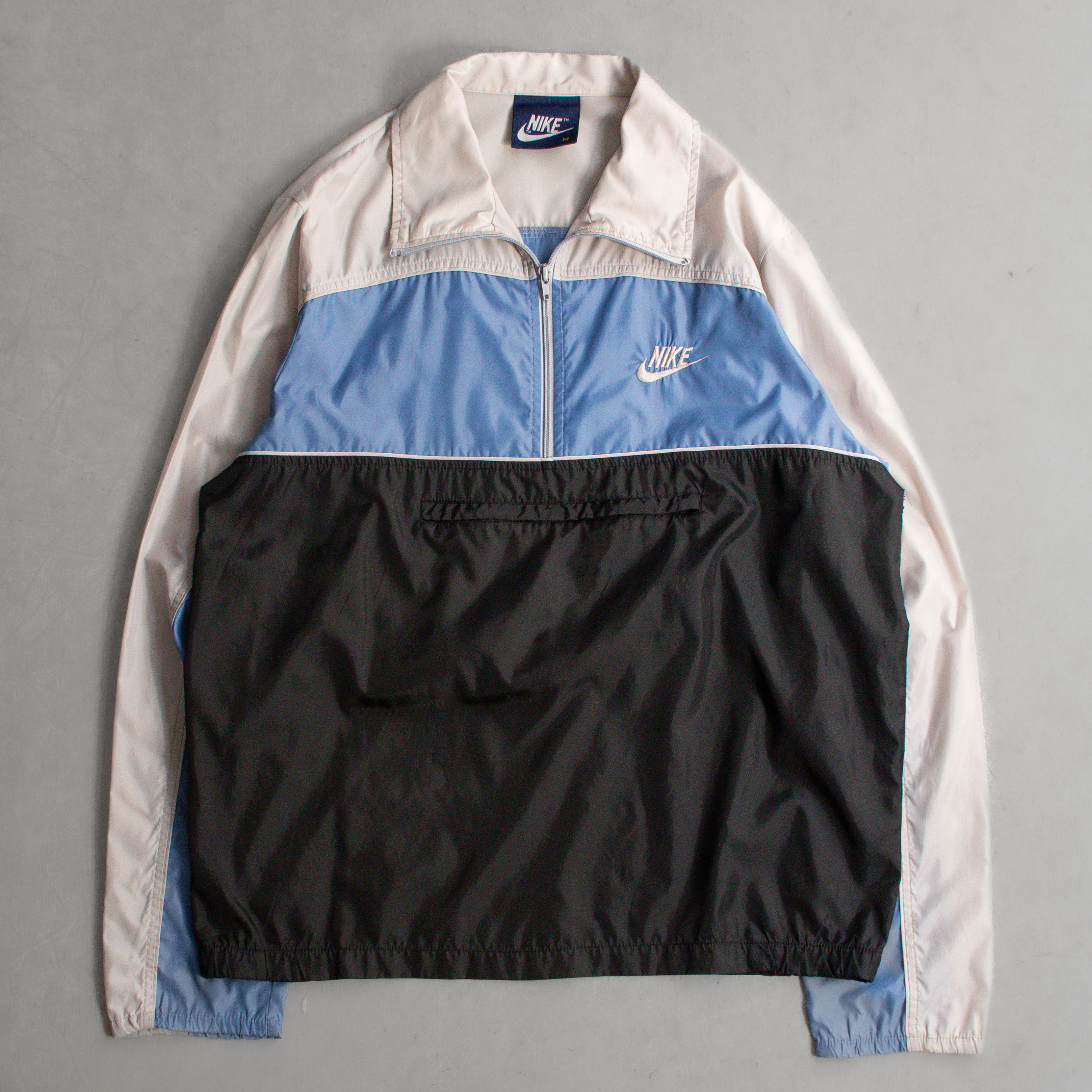 80S NIKE WINDBREAKER PULLOVER 美國製 灰藍 可收納 尼龍 防風 套頭上衣 M