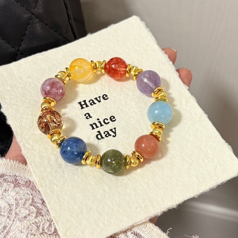 【多寶多福】藍晶石x金箔膠花x黃膠花x紅膠花x紫祖母晶x橙色月光石x海藍寶x紫水晶x綠鋰雲母