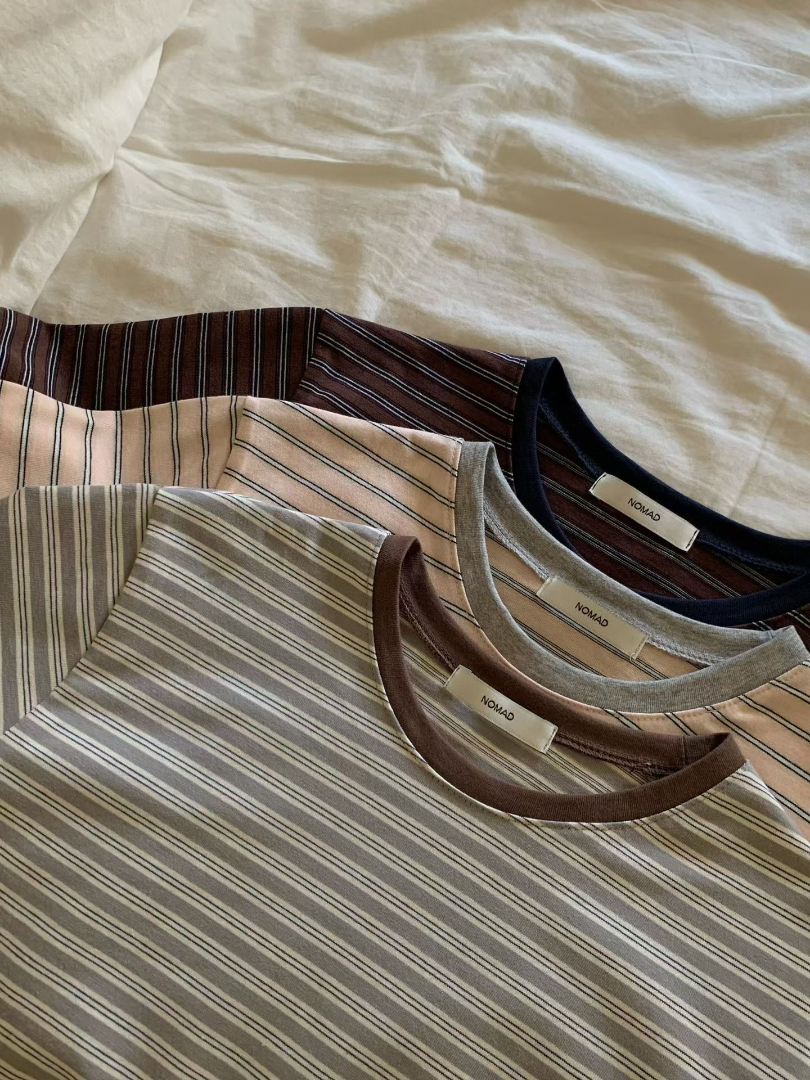 韓系氣質條紋系列★簡約優雅細條紋棉T