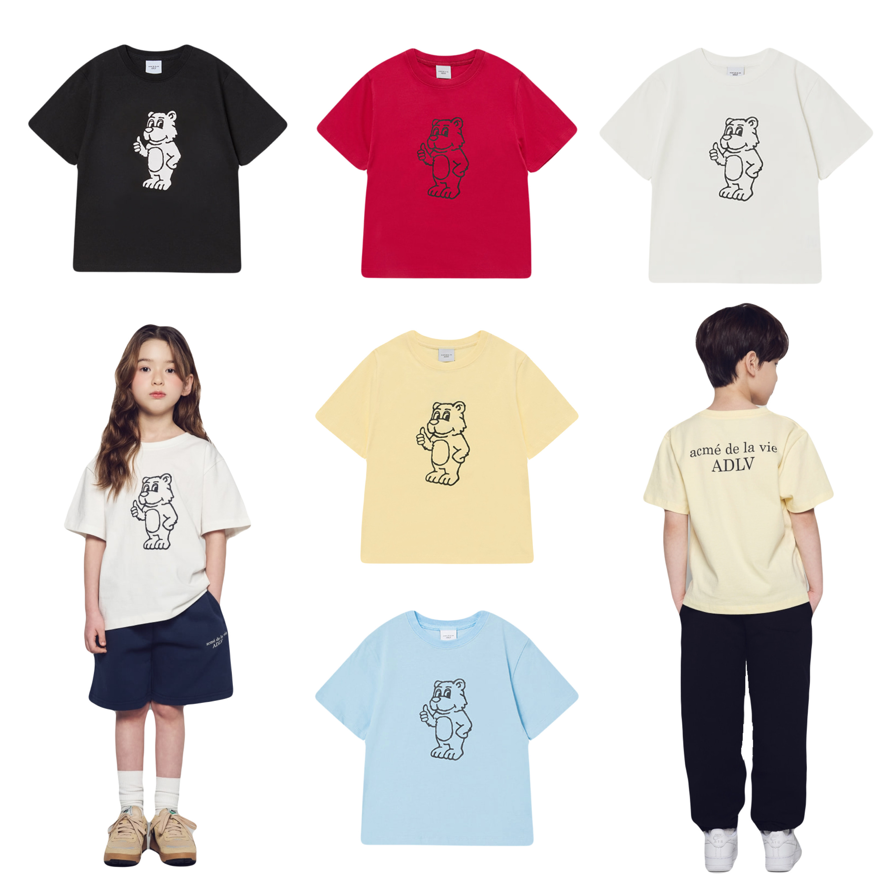 【21】ADLV KIDS BASIC AC BEAR SHORT SLEEVE T-SHIRT (4個尺碼 / 5色選擇)