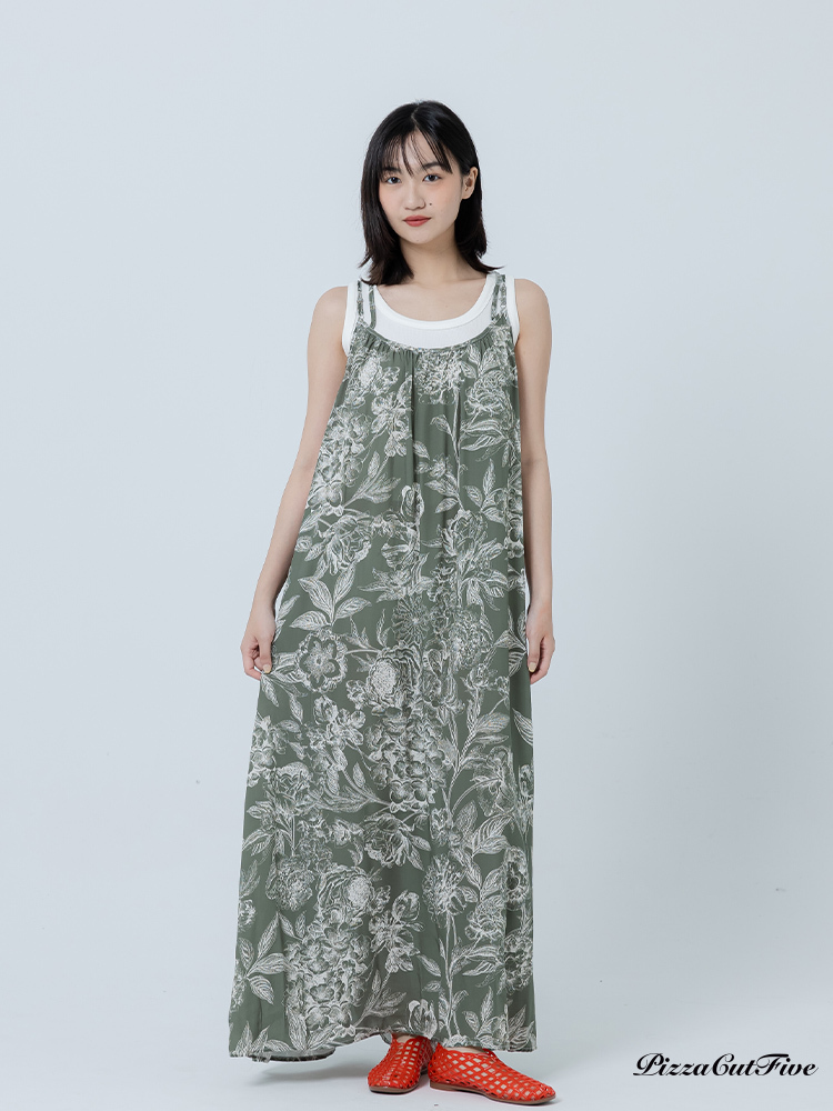 [兩件1580｜涼感洋裝]抽象花朵圖騰渡假洋裝 PizzaCutFive PCF262487081