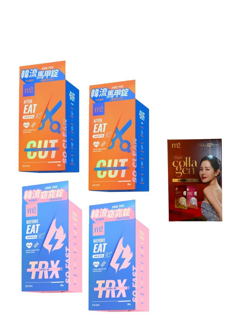 標單12-超能馬甲錠EX(30入/盒)*2+超能窈窕錠EX(30入/盒)*2+珍珠燕窩膠原飲+超能膠原水光飲 2入體驗盒(2入/盒)*1