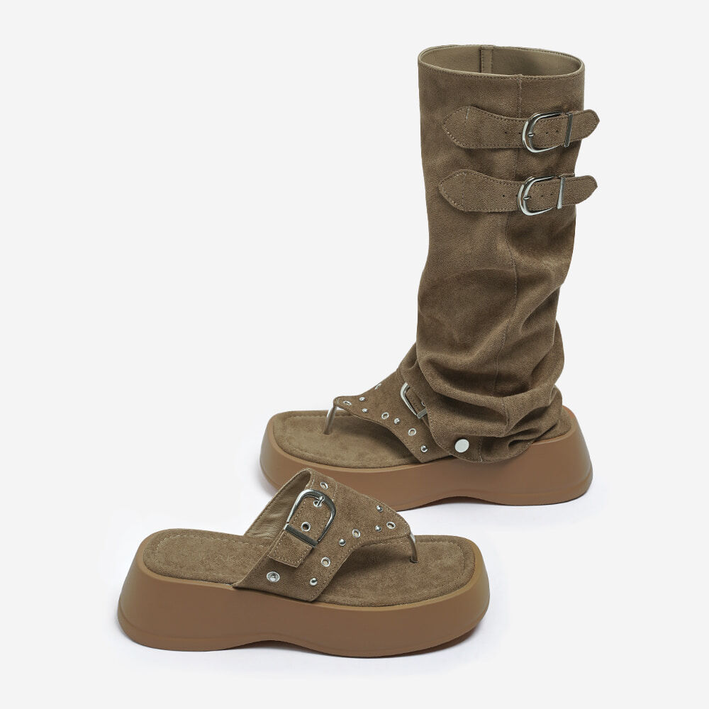 YI027 CHAAKAN Daryl 兩種著法 厚底人字涼鞋/靴