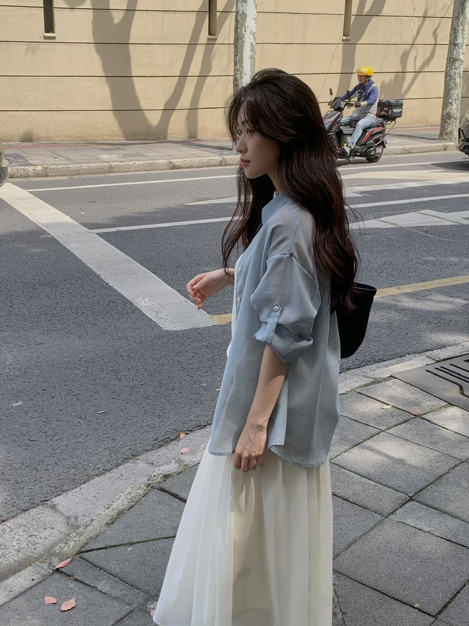 Roll up see through shirt