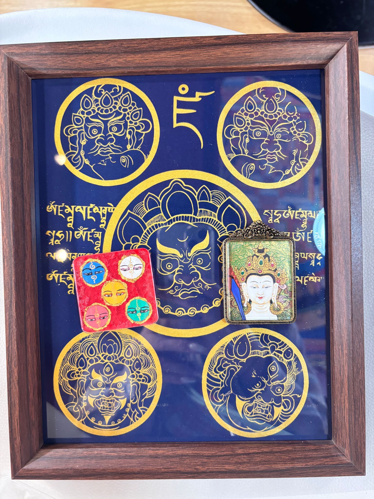 AB260418-K58-拓印藍五財+裝幡八大守護（牛、虎： 虛空藏菩薩）+冰箱貼五財眼(需客人留姓名，出生年月日)(香格里拉松贊林寺上師開光加持+五色財神幡祈福)(預計6月中到貨)(只限尖沙咀門市自取不包郵)