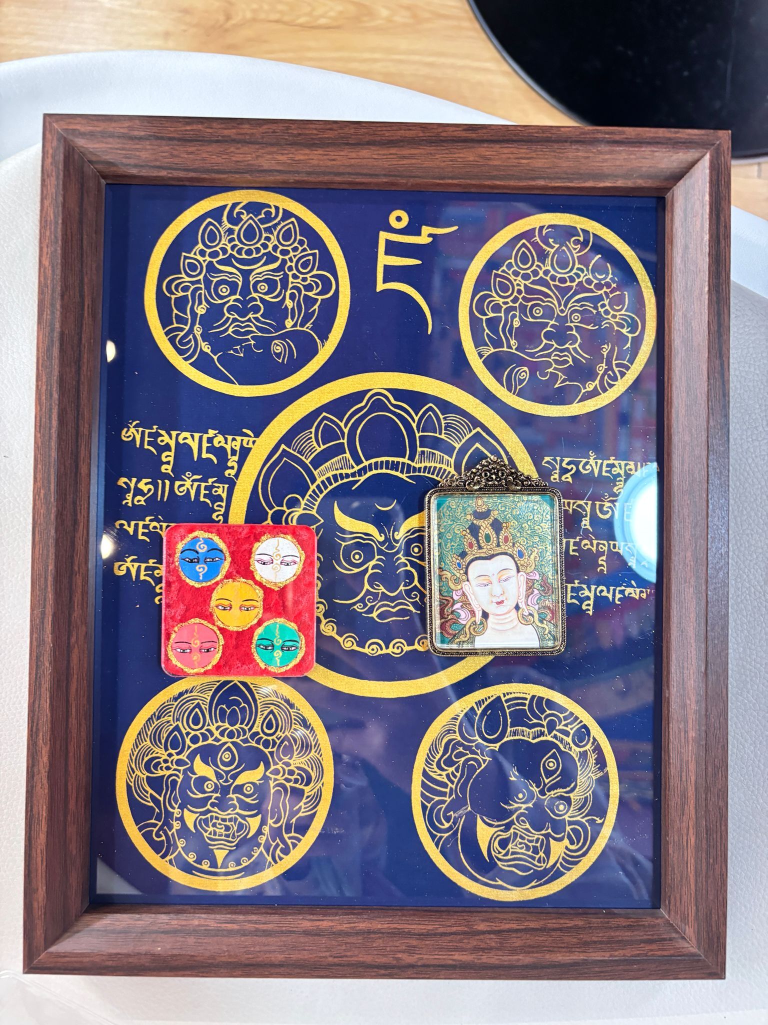 AB260418-K60-拓印藍五財+裝幡八大守護（龍、蛇： 普賢菩薩）+冰箱貼五財眼(需客人留姓名，出生年月日)(香格里拉松贊林寺上師開光加持+五色財神幡祈福)(預計6月中到貨)(只限尖沙咀門市自取不包郵)