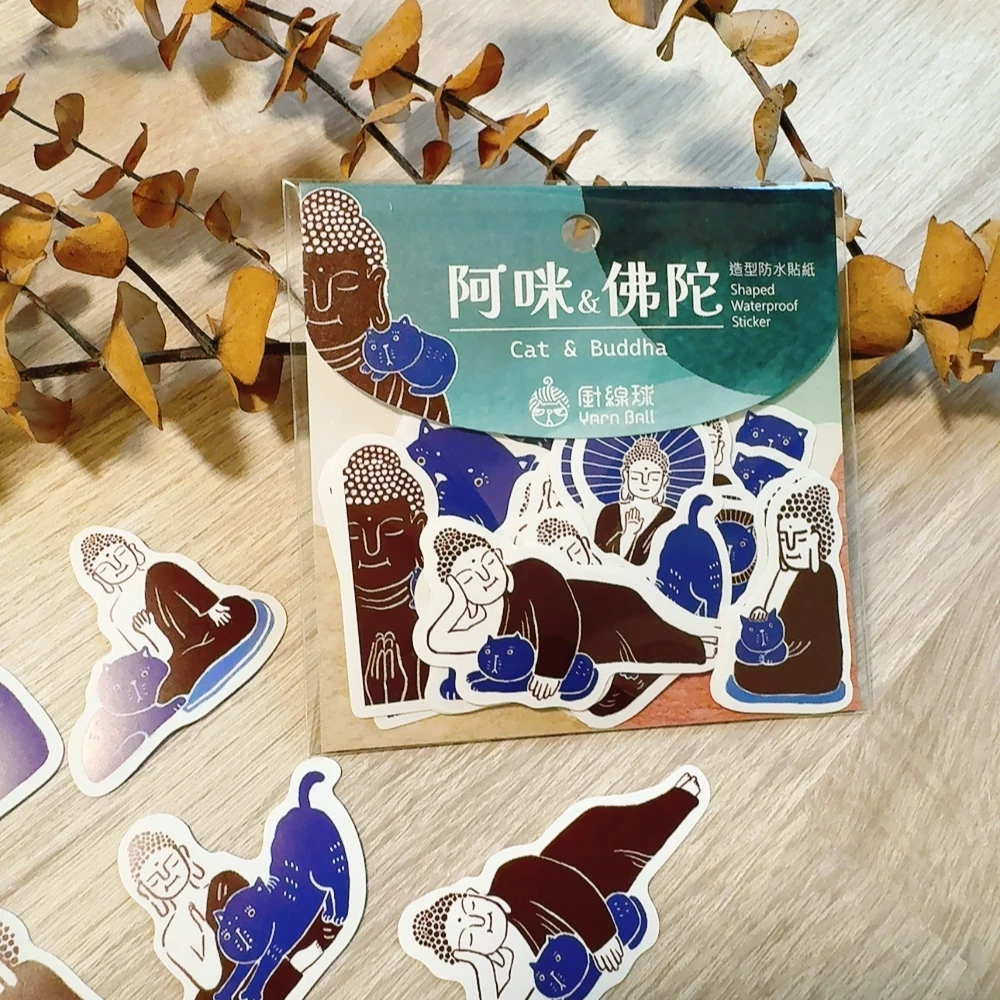 阿咪與佛陀 20 防水貼紙包｜針線球