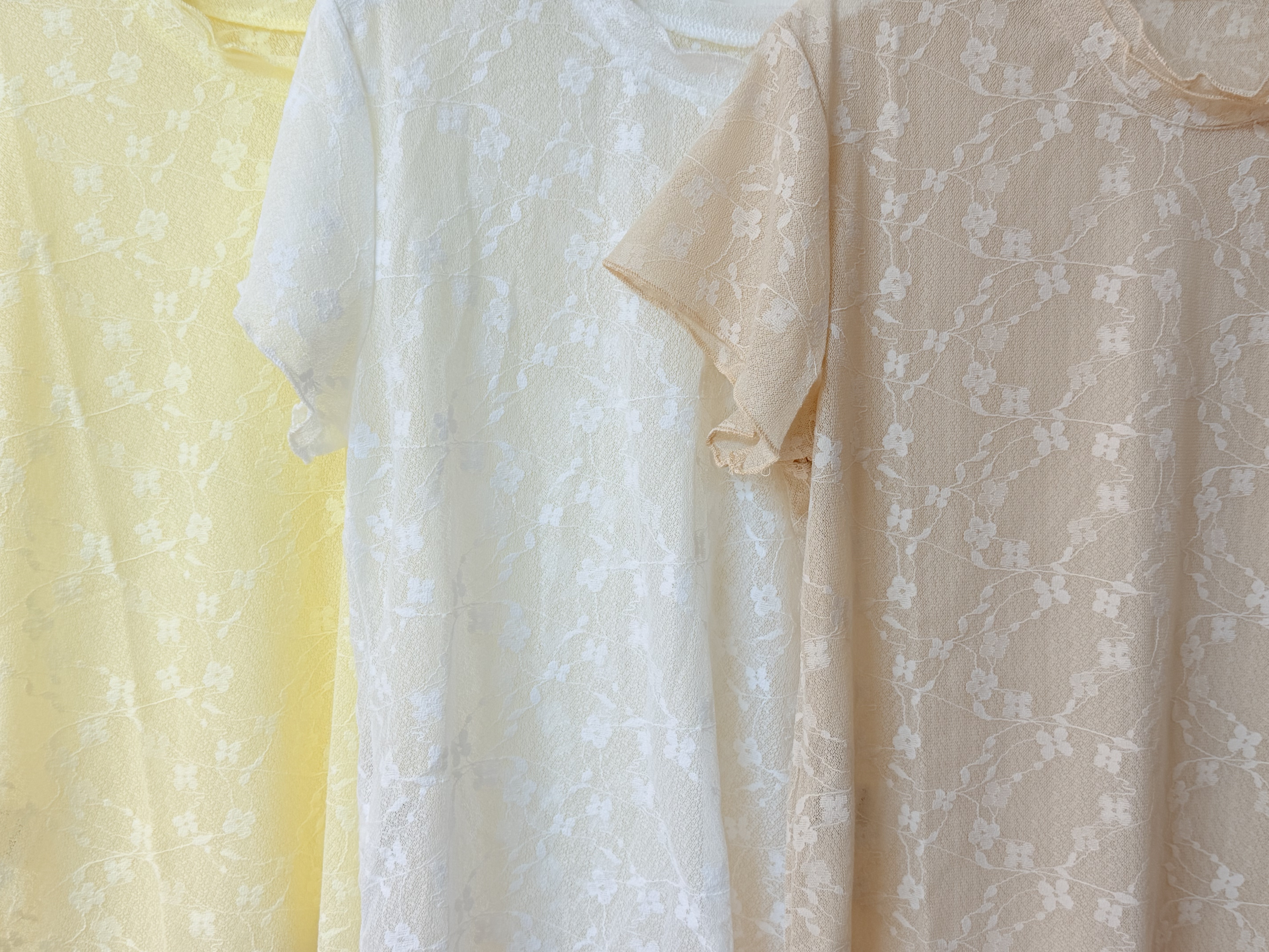 雙層領小花透膚Top