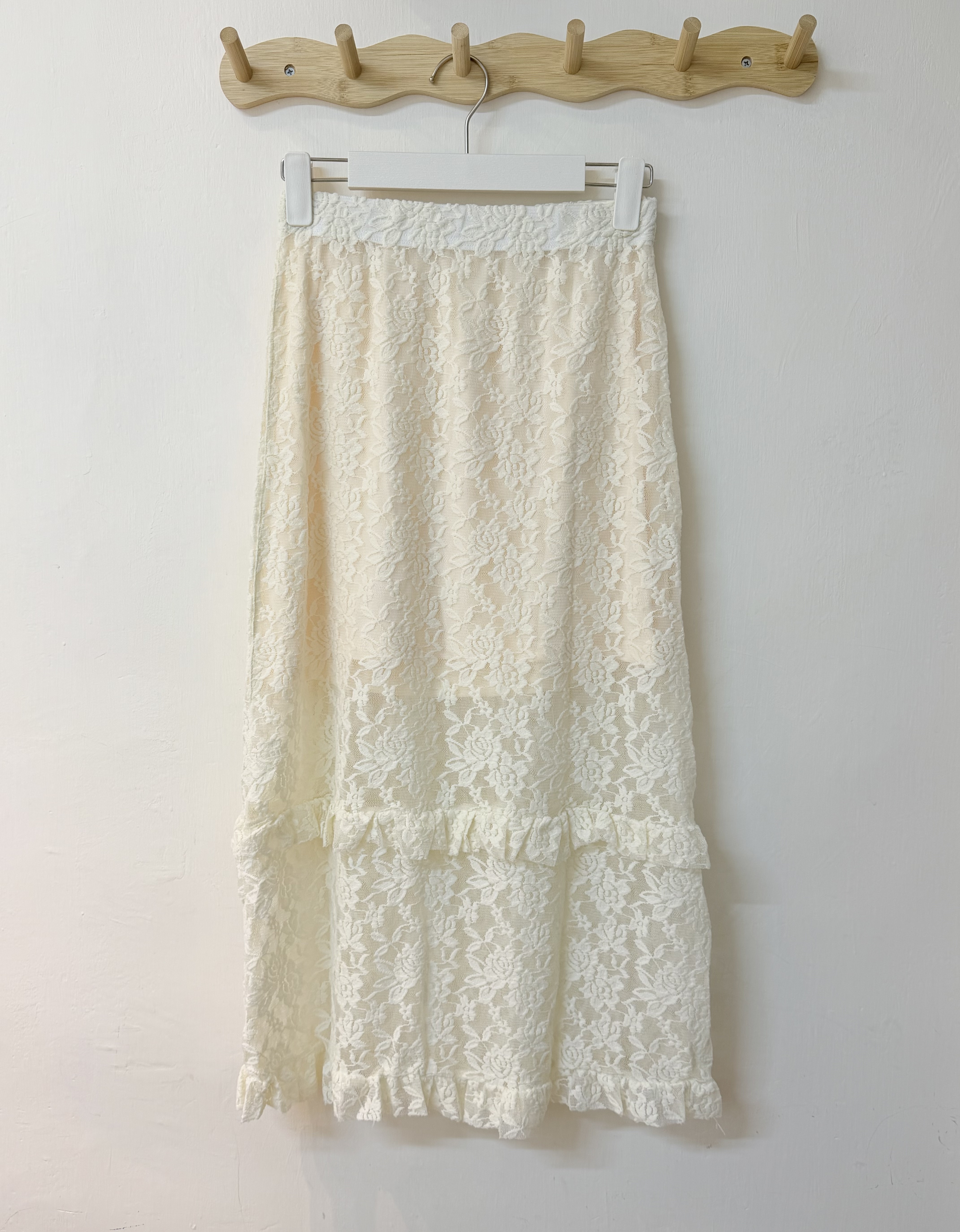 優雅Ruffle Lace半身裙（附打底裙）