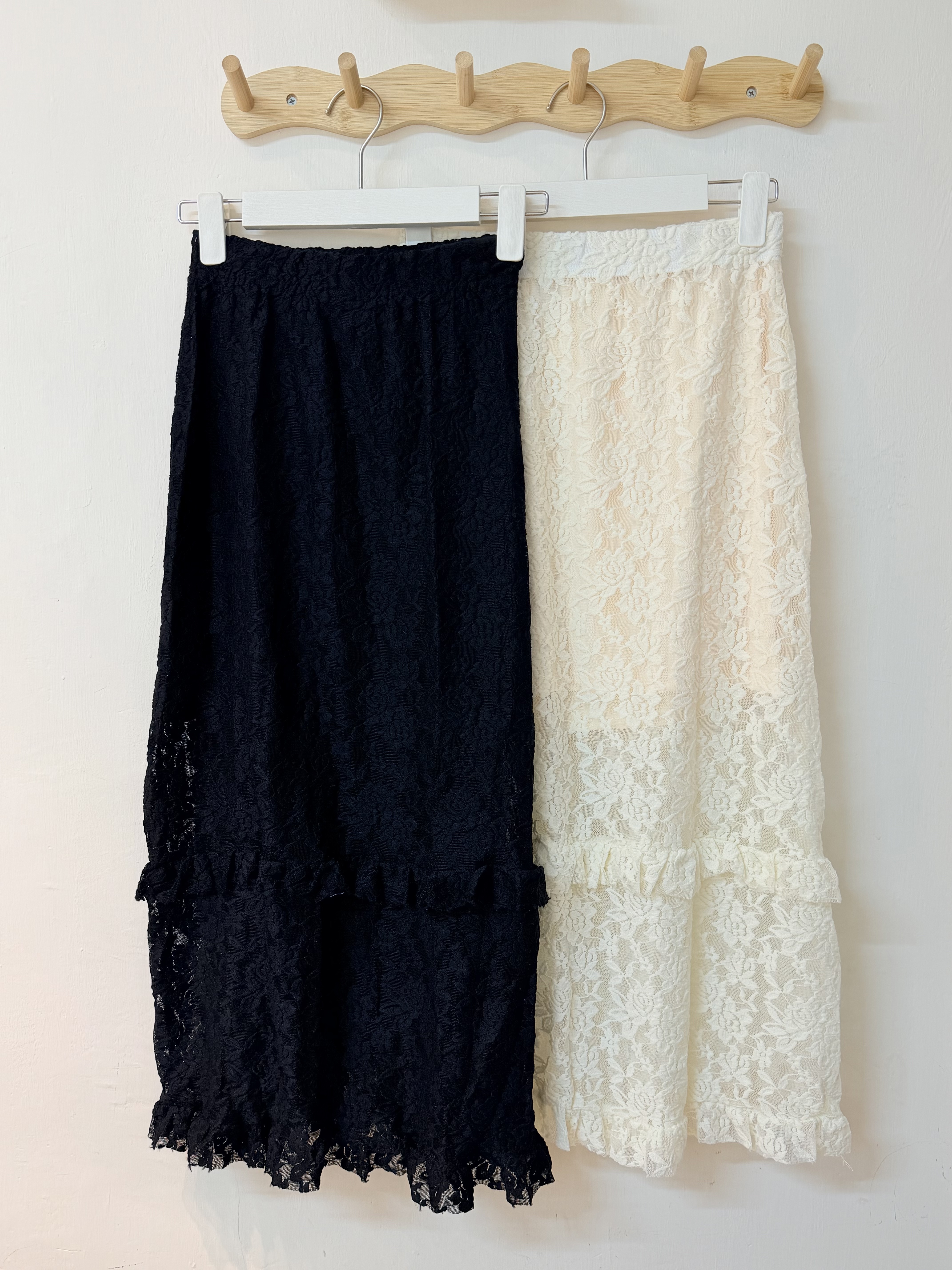 優雅Ruffle Lace半身裙（附打底裙）