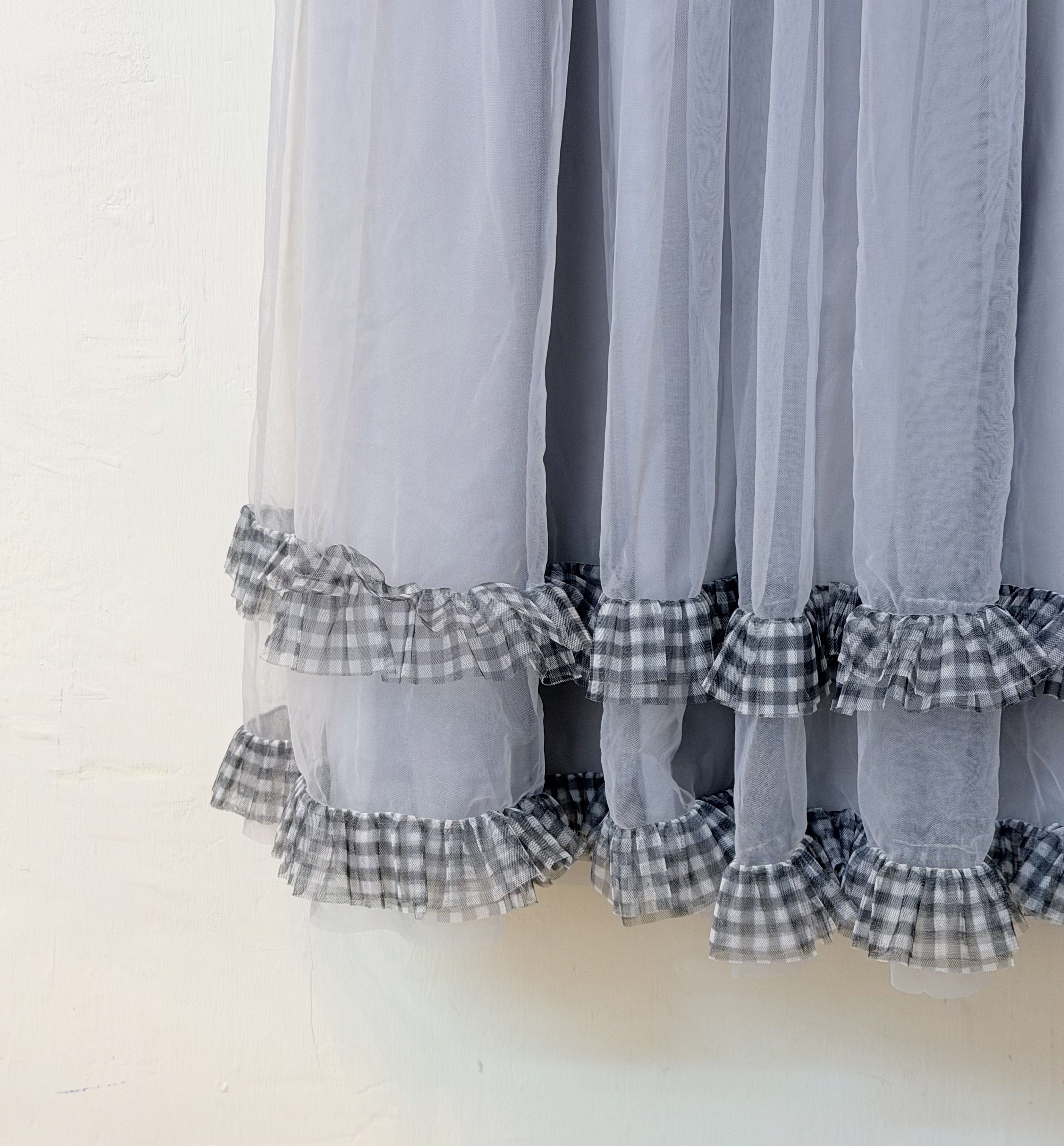 紗紗雙層格紋邊半裙♟️