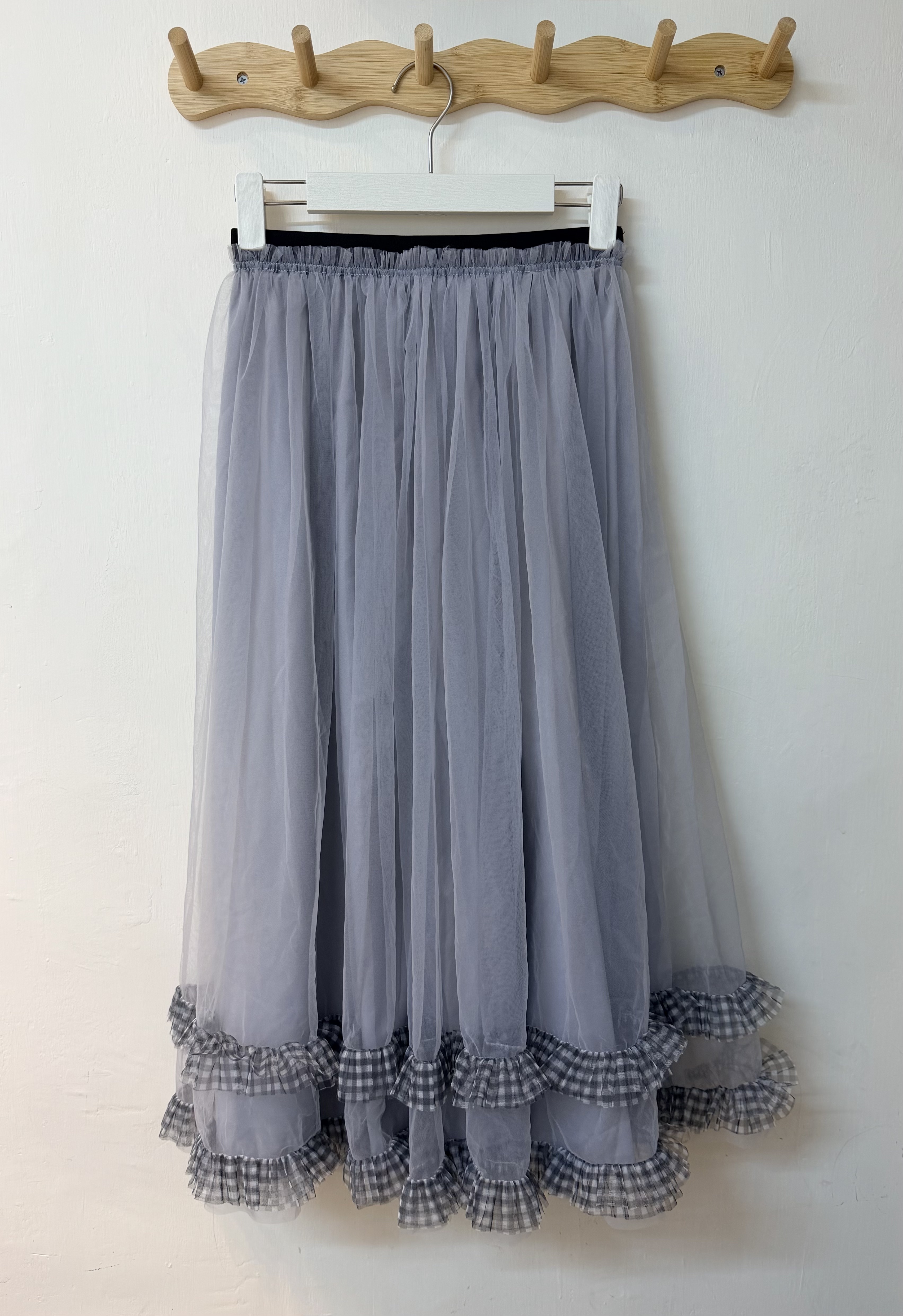 紗紗雙層格紋邊半裙♟️