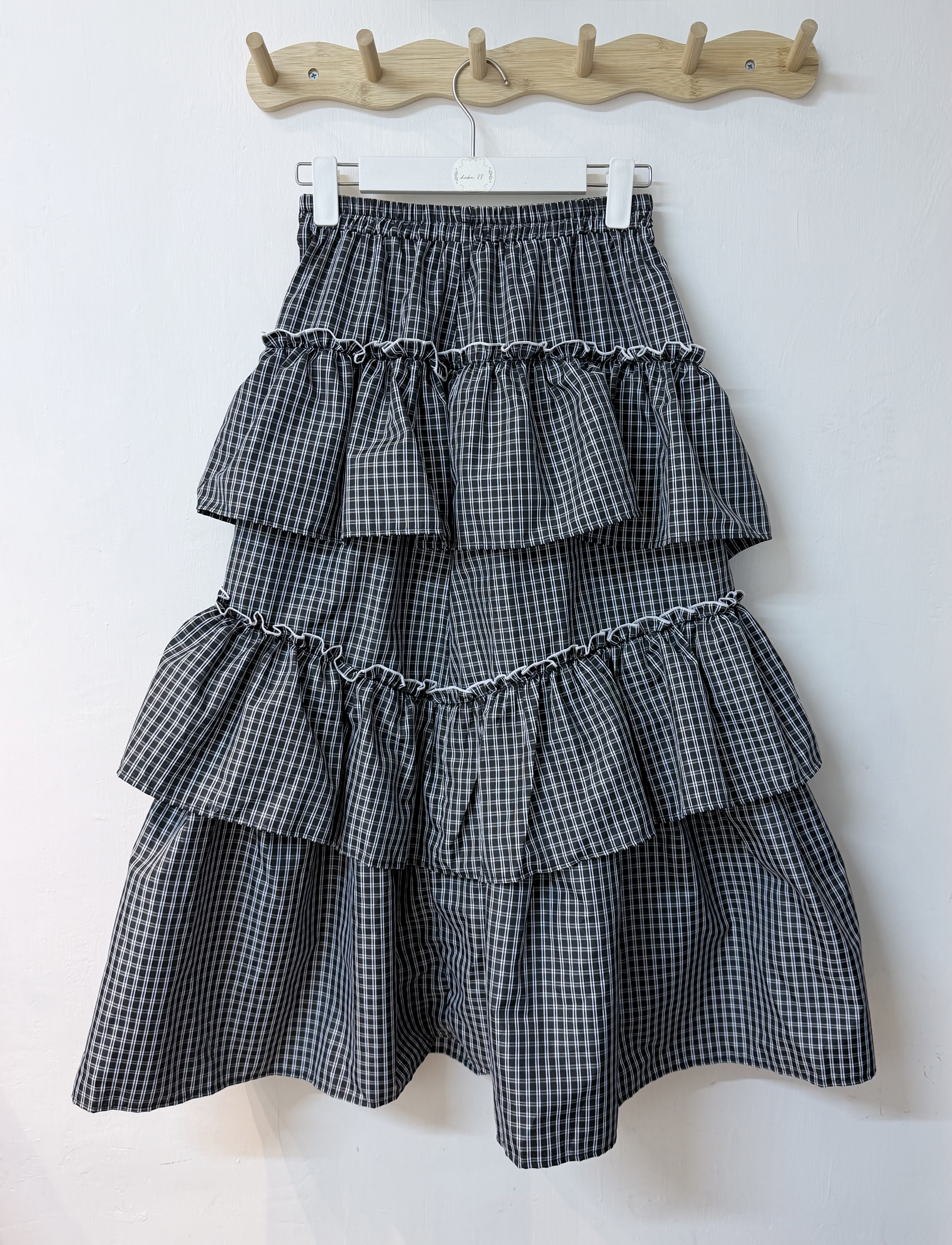 免燙立體不對稱格紋半身裙