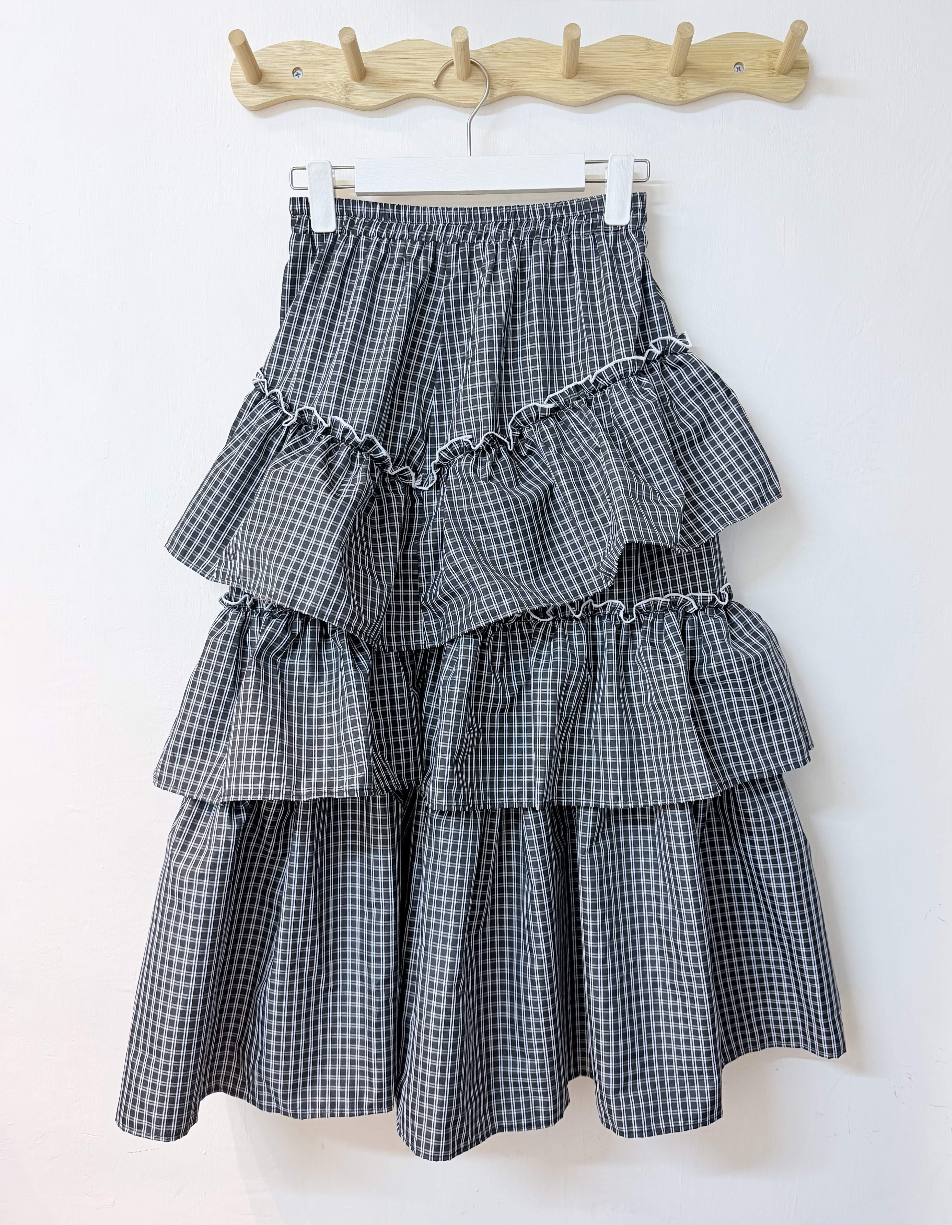 免燙立體不對稱格紋半身裙