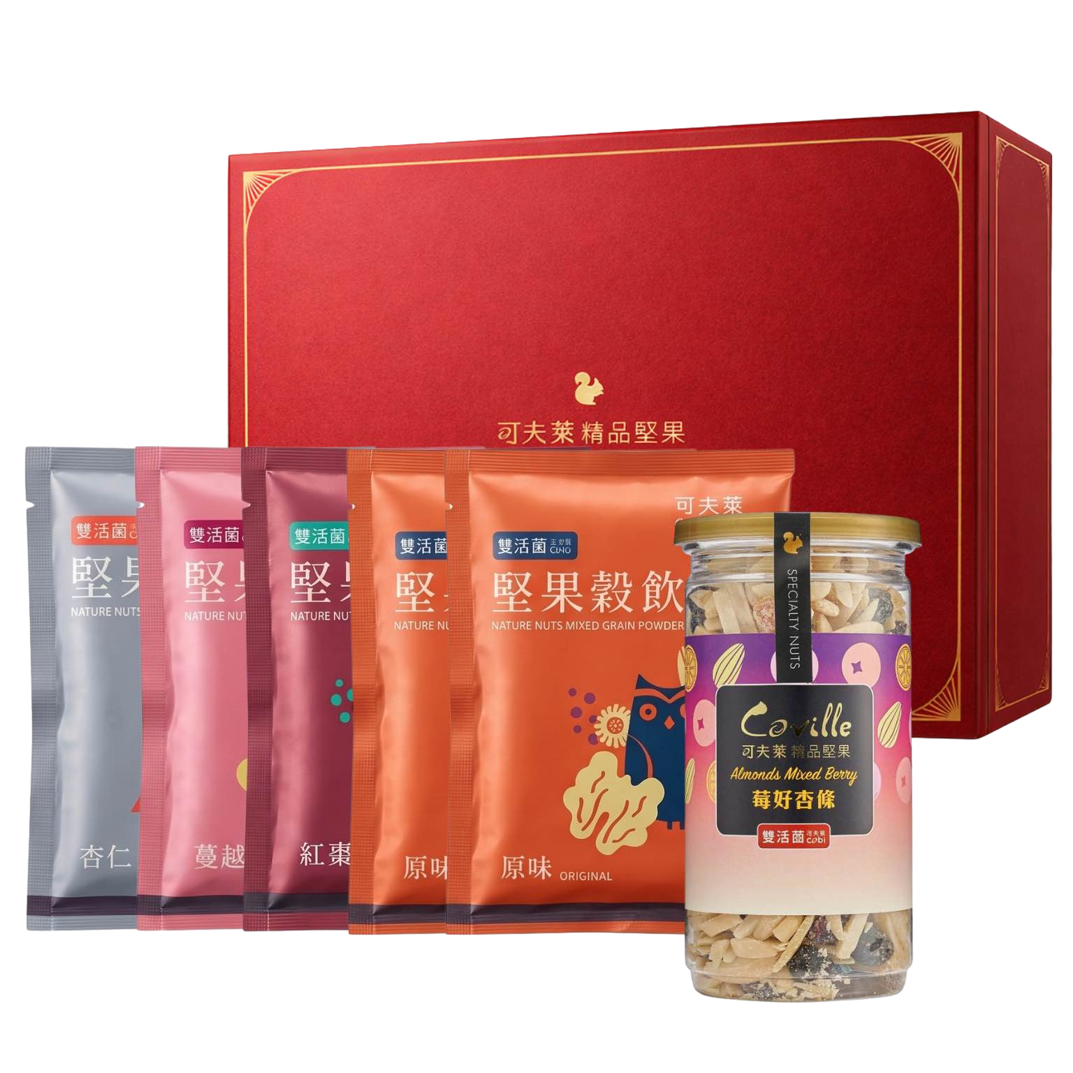 【Coville 可夫萊】馬到福來禮盒 (莓好杏條+堅果榖飲隨手包*5) (效期：2026.09)  .