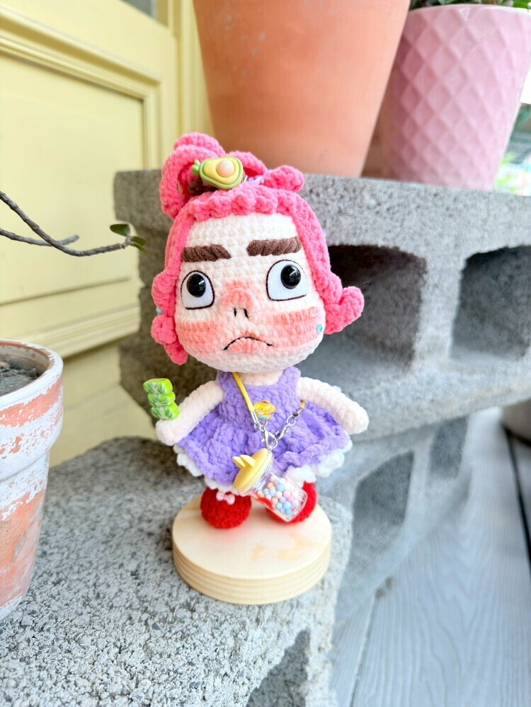 大眼睛繽紛頭髮胖胖醜娃吊飾-16號『約14-16cm』