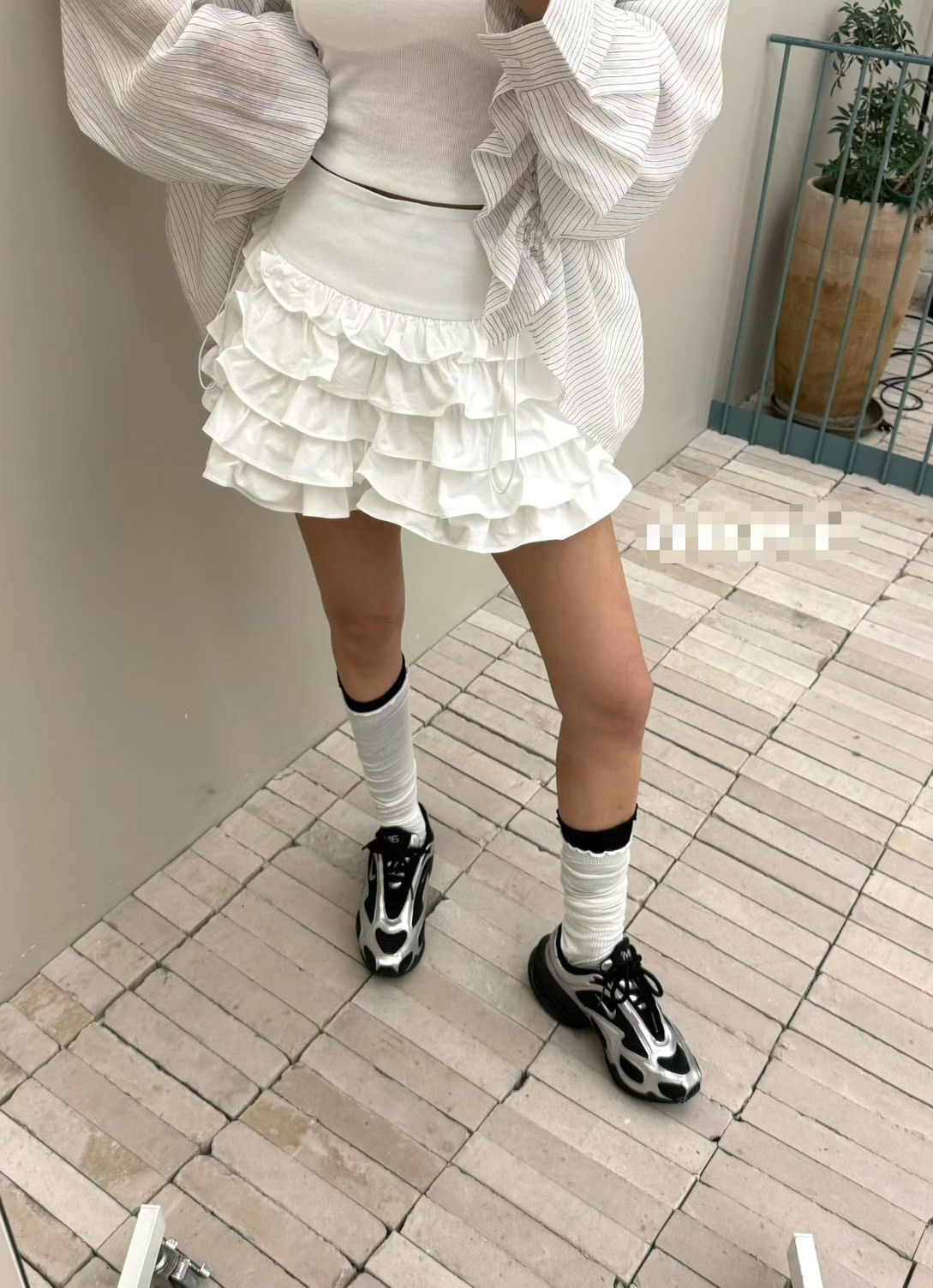 蛋糕荷葉寬腰短褲裙