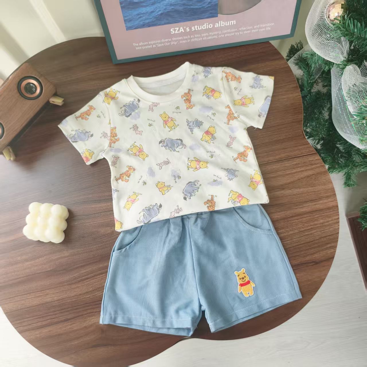 福利款Pooh + Stitch 滿印牛仔套裝