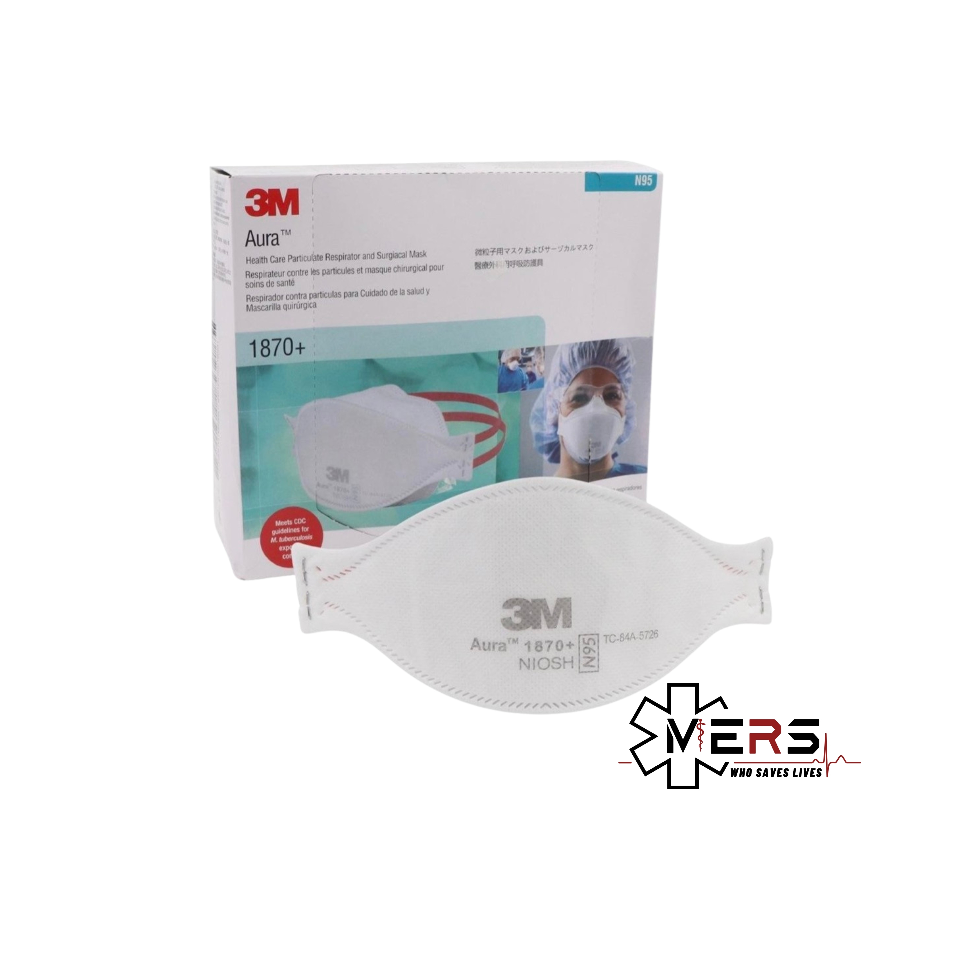 3M™ Aura™ 1870+ 醫用外科出汗防護口罩 (N95)