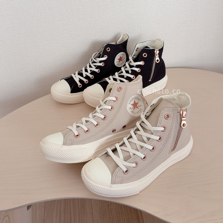 converse LIGHT PLTS 玫瑰金輕量拉鍊小厚底