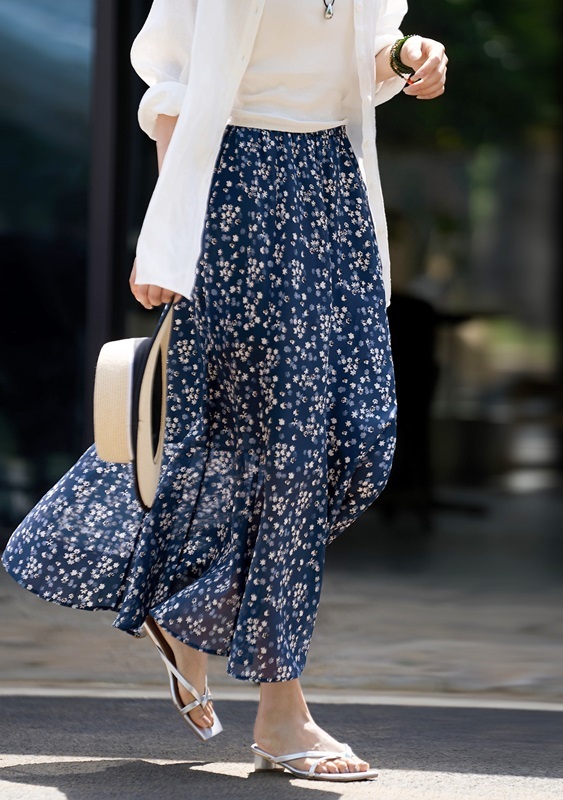 滿天星印花長裙 灰藍