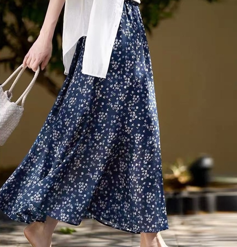 滿天星印花長裙 灰藍