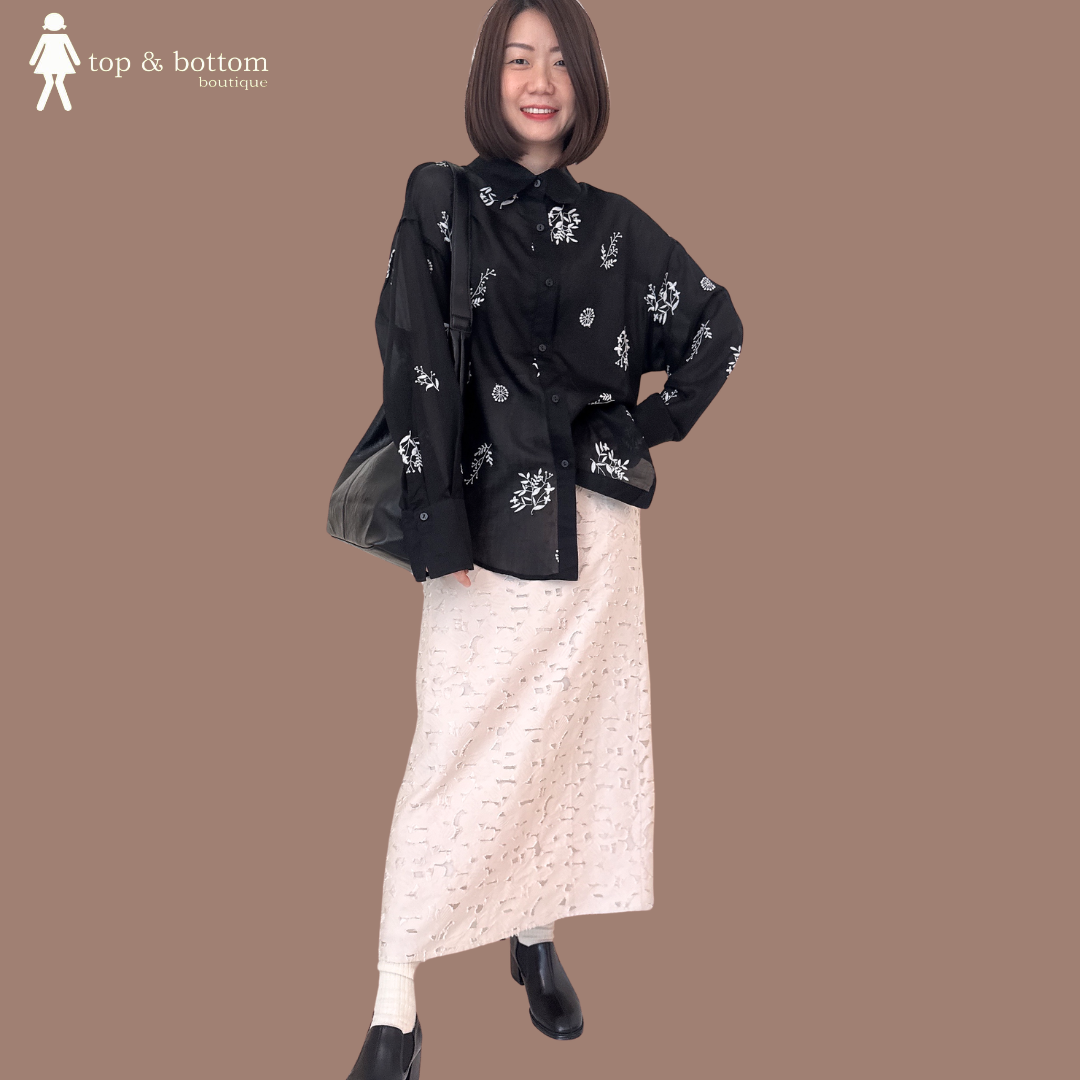 LONG SLEEVE EMBROIDERED FLORAL SHEER SHIRT