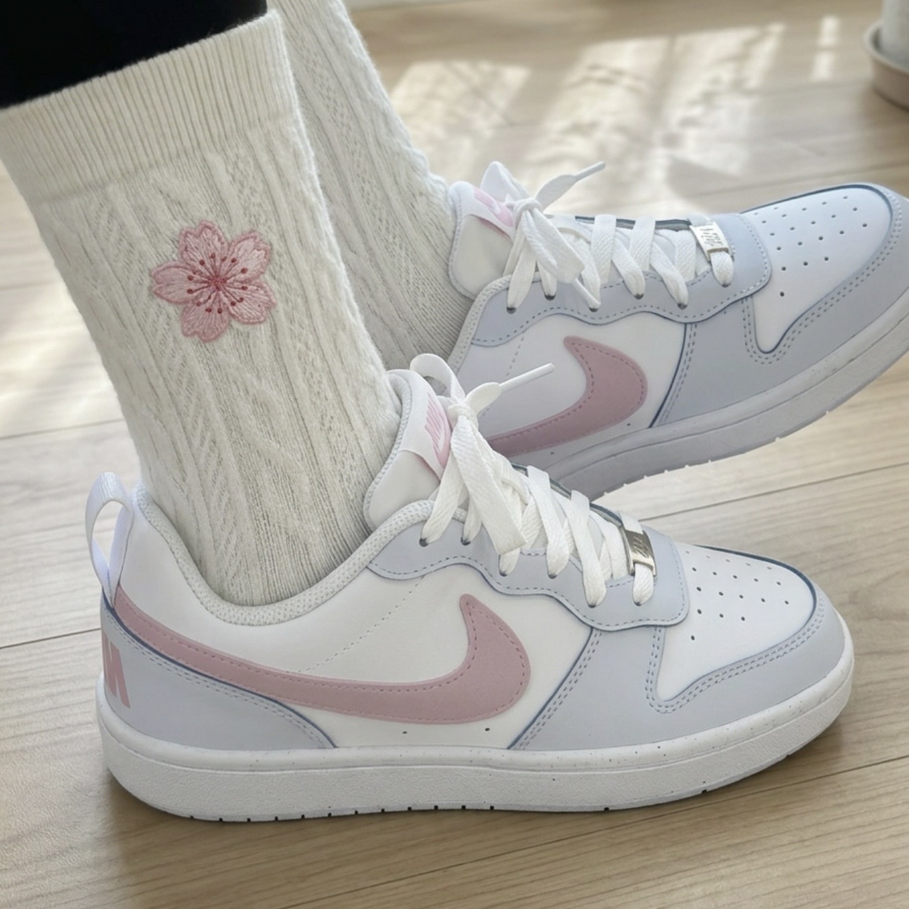 NIKE COURT BOROUGH LOW ESS+ GS 粉藍 休閒 大童鞋 IQ2725-101