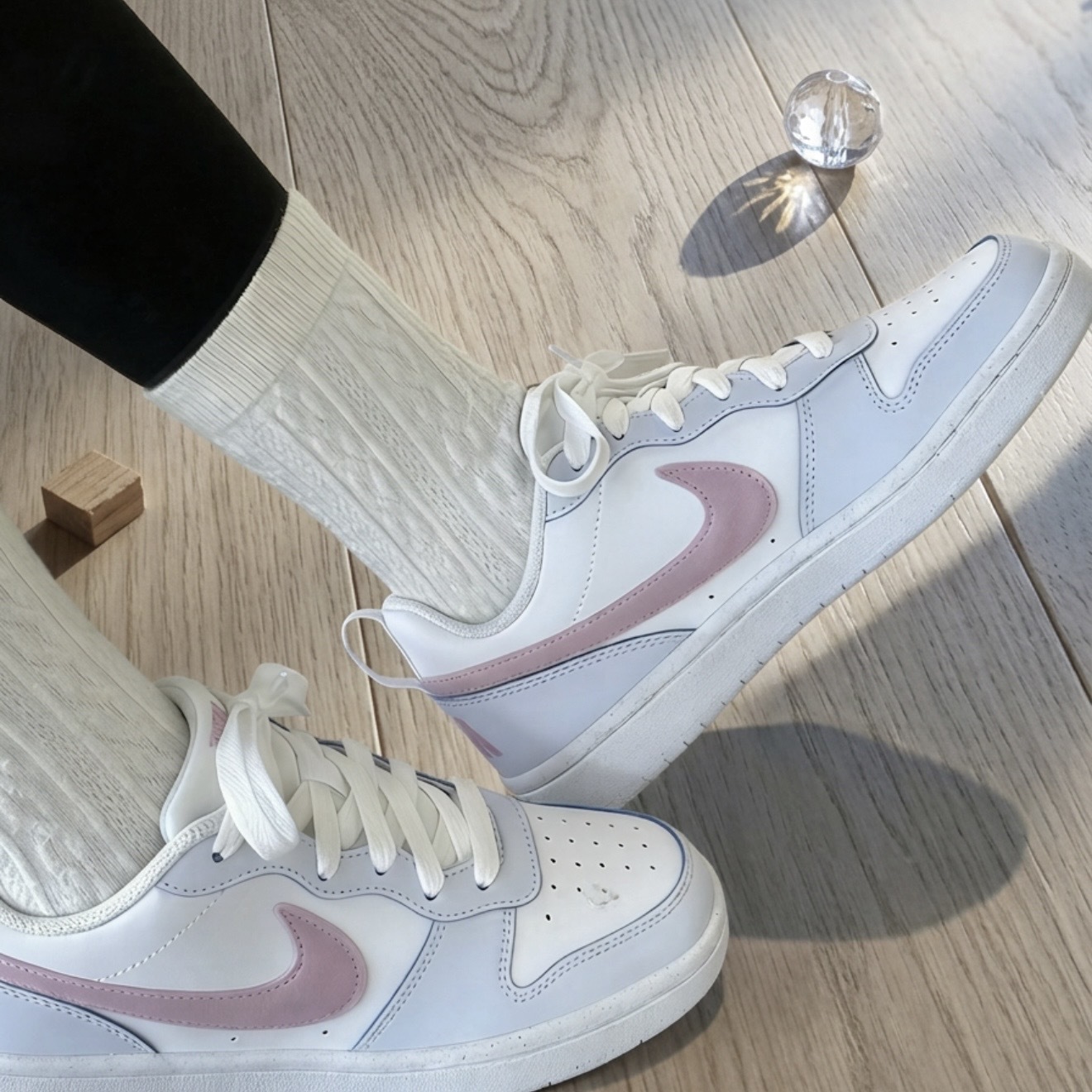 NIKE COURT BOROUGH LOW ESS+ GS 粉藍 休閒 大童鞋 IQ2725-101