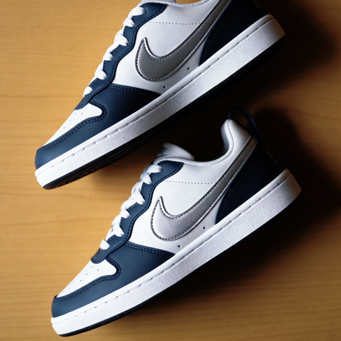 NIKE COURT BOROUGH LOW RECRAFT GS 藍白 銀勾 休閒 大童鞋 DV5456-135