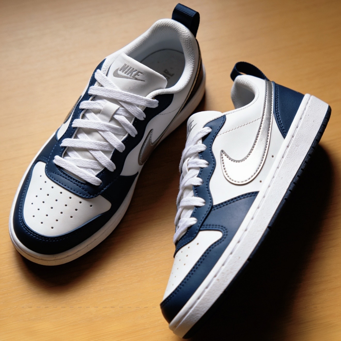 NIKE COURT BOROUGH LOW RECRAFT GS 藍白 銀勾 休閒 大童鞋 DV5456-135