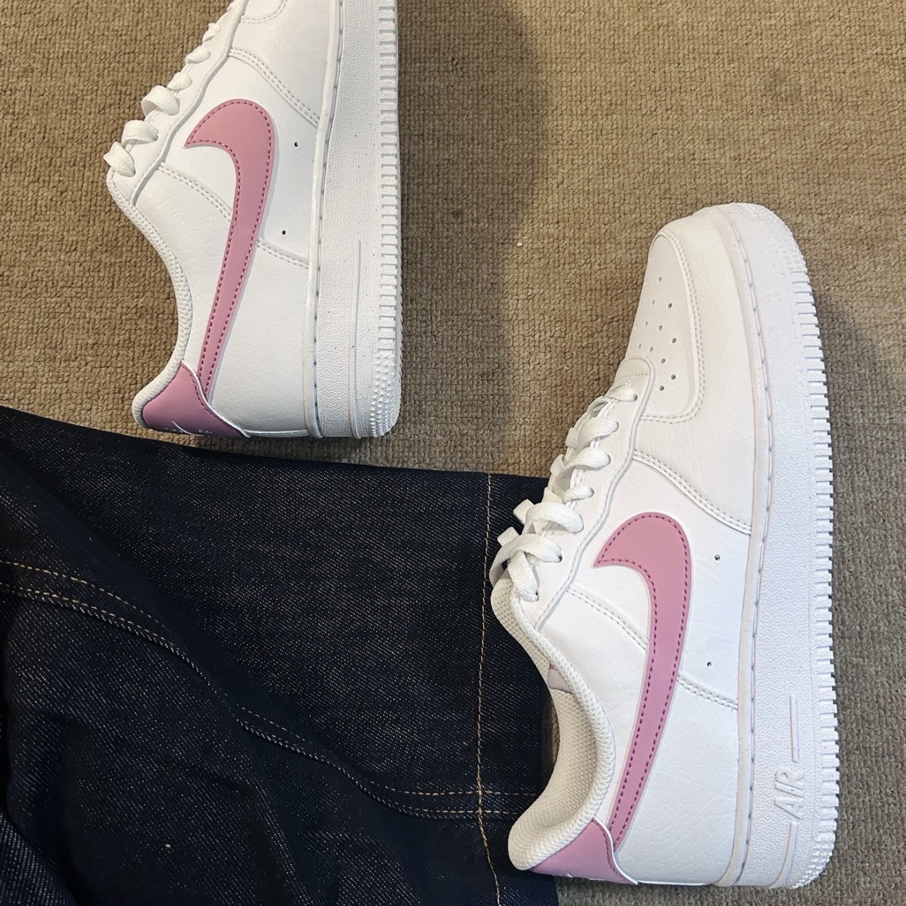 NIKE W AIR FORCE 1 07 粉勾 白 休閒 女鞋 DC9486-111