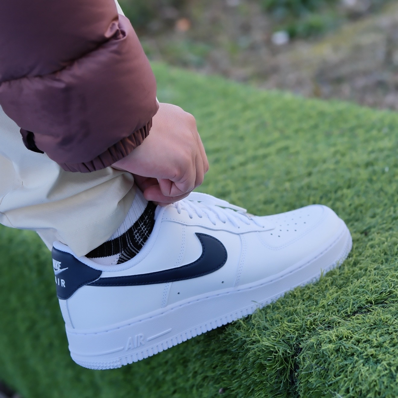 NIKE AIR FORCE 1 07 深藍勾 白 休閒 男鞋 FJ4146-119