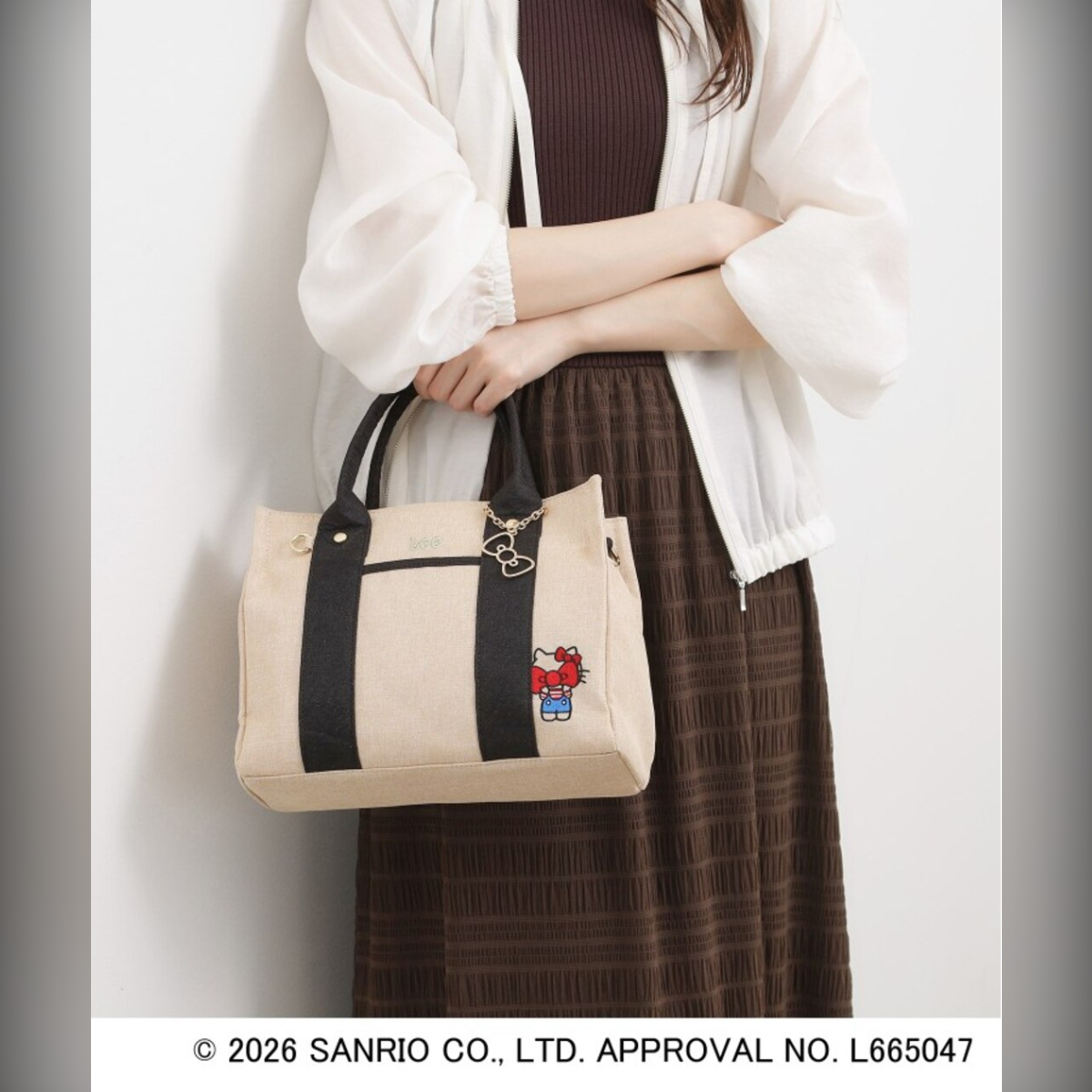 26083-KT [Lee 別注版] Sanrio Hello Kitty x Grove 聯乘方形兩用手袋 米色 #JP-GV26