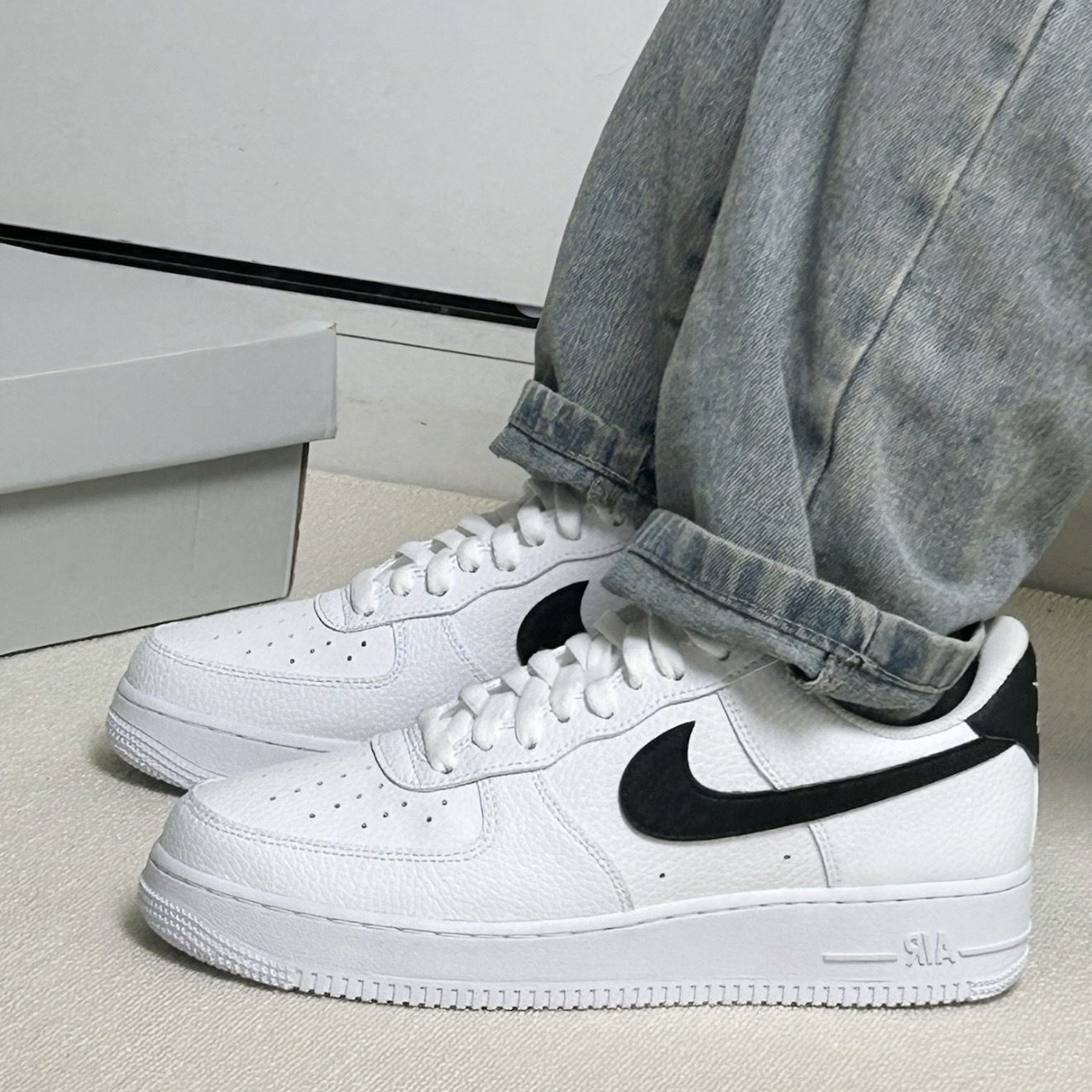 NIKE AIR FORCE 1 07 黑勾 白 休閒 男鞋 CT2302-100