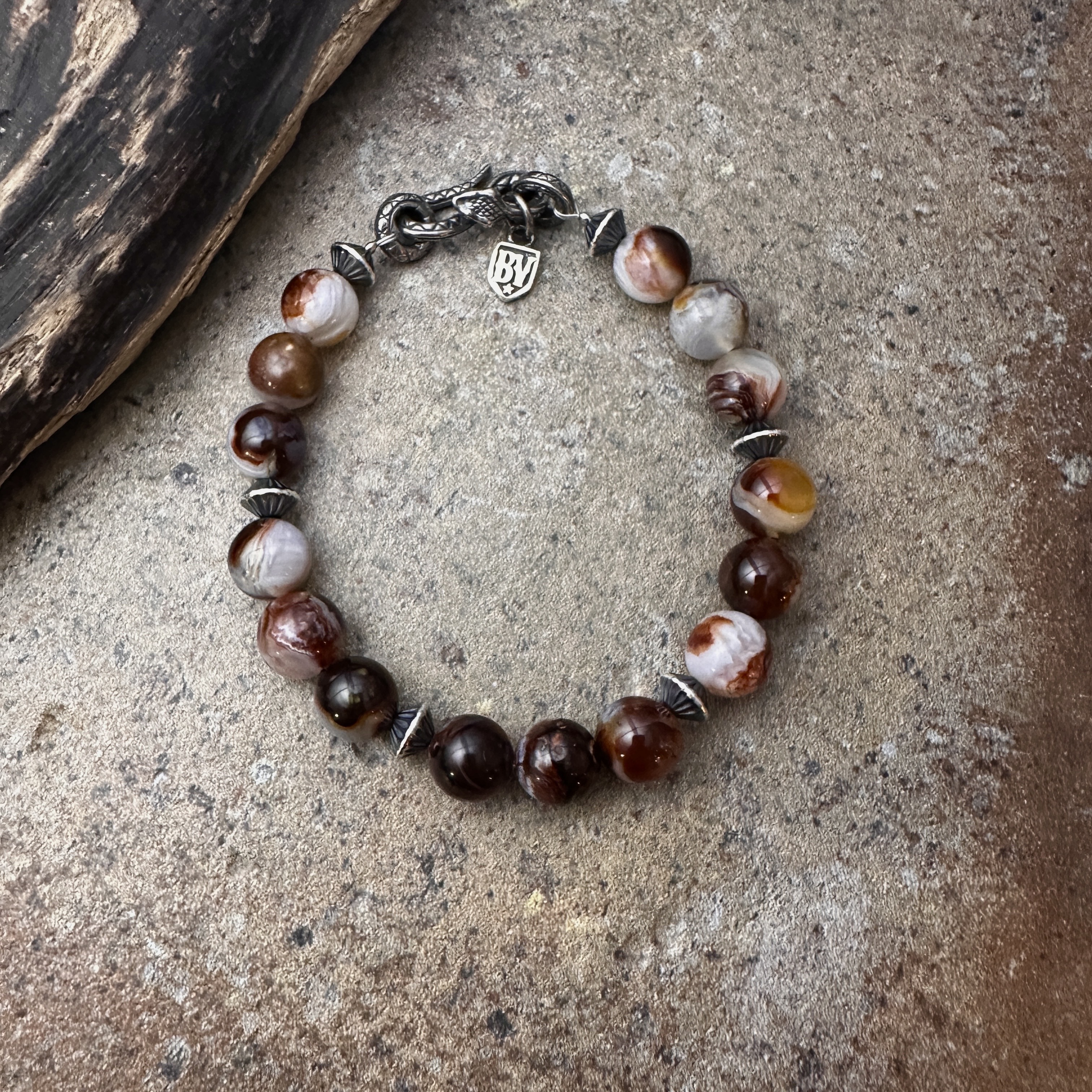 +Black Venom Jewelry-9.5mm Fire Agate 花火瑪瑙串珠手鍊