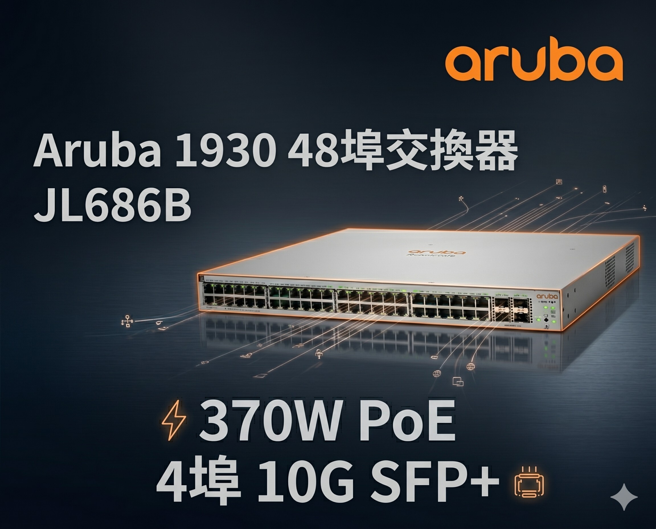 HPE Aruba 1930 48G 370W PoE 10G SFP+ 370W 網管型 48埠 交換器 JL686B