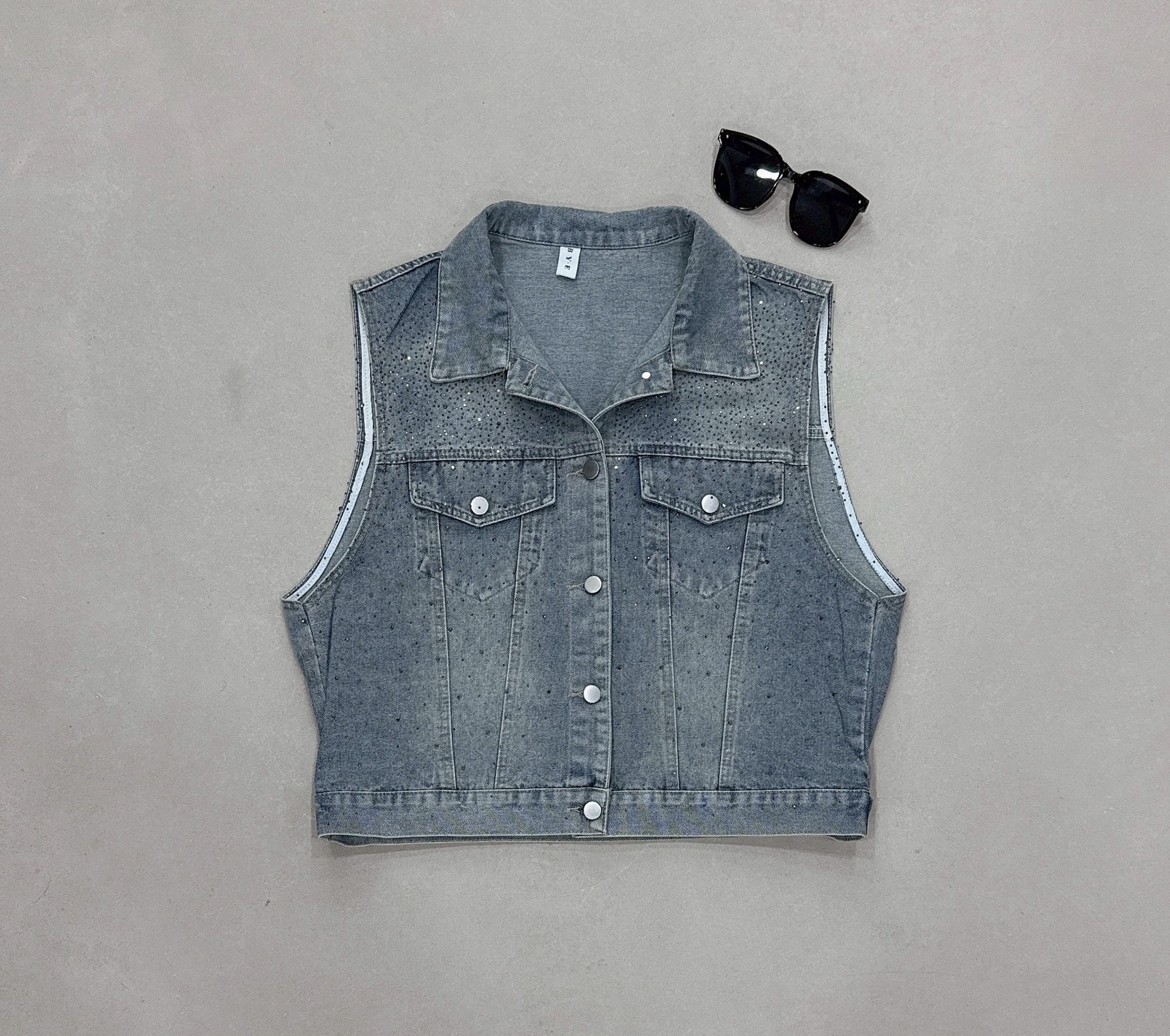 燙鑽造型牛仔背心