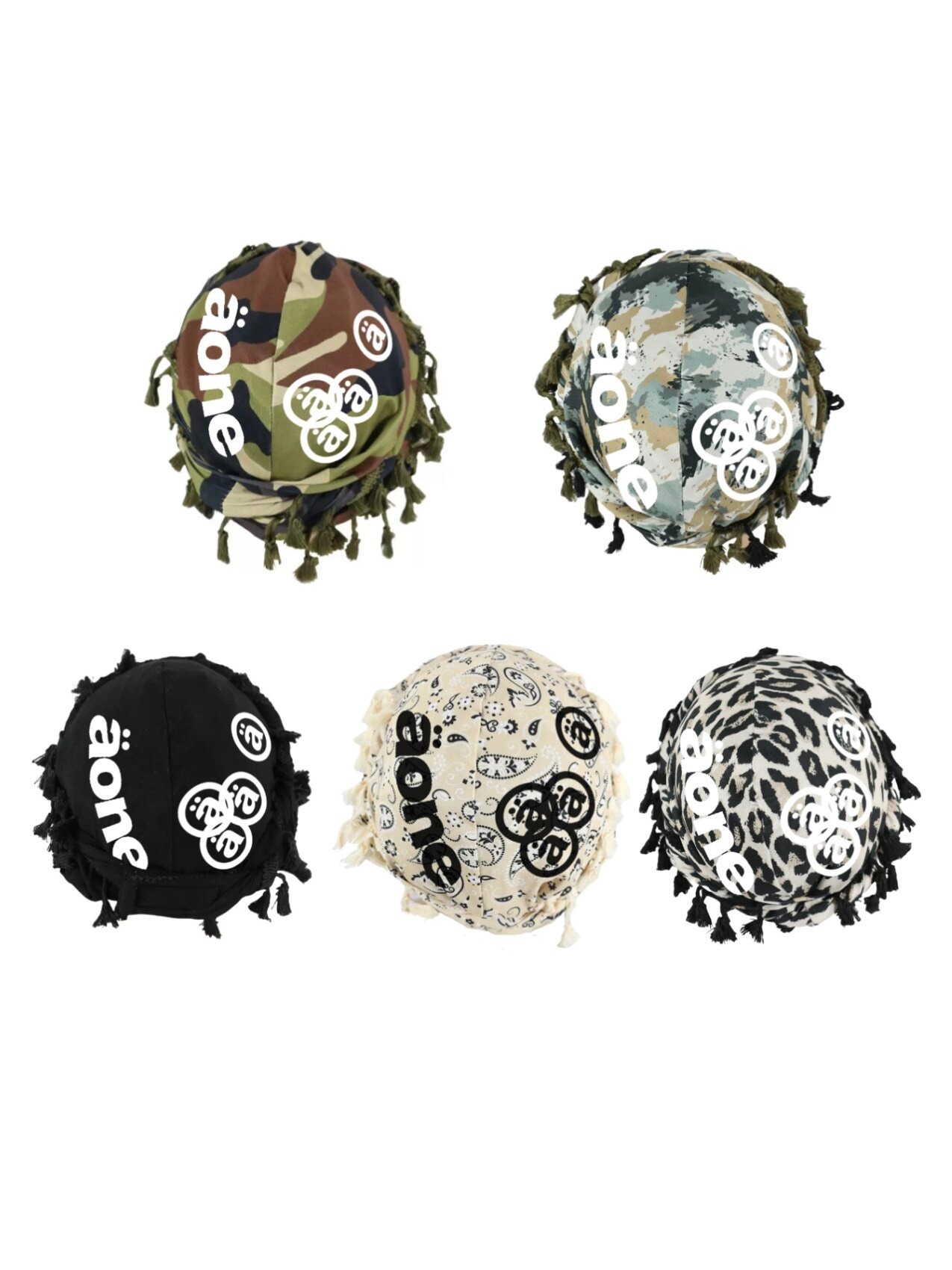 AONE4SURE Logo印花迷彩反光流蘇帽