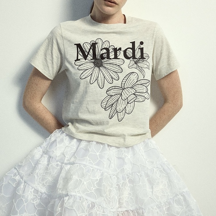 MARDI MERCREDI SLIM TSHIRT TRIPLE FLOWER 三重花 修身 短袖 上衣 三色