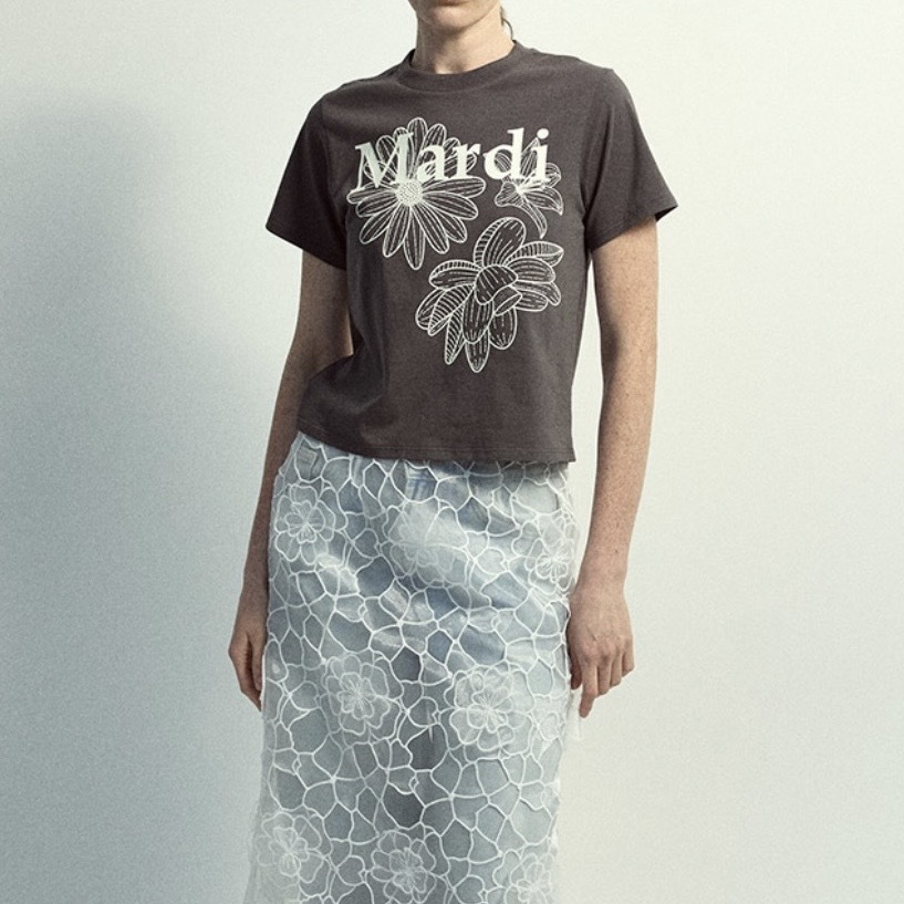 MARDI MERCREDI SLIM TSHIRT TRIPLE FLOWER 三重花 修身 短袖 上衣 三色