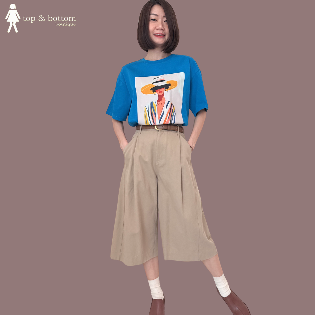 HIGH WAISTED 3 QUARTER WIDE LEG PANT