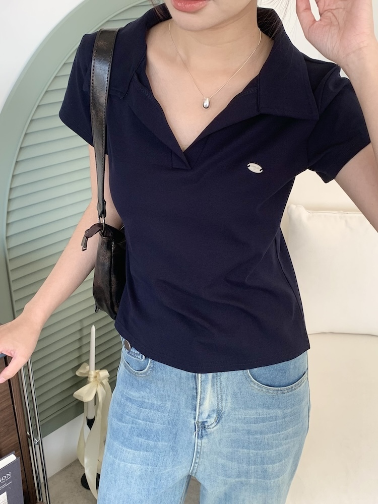 小銀標polo領上衣