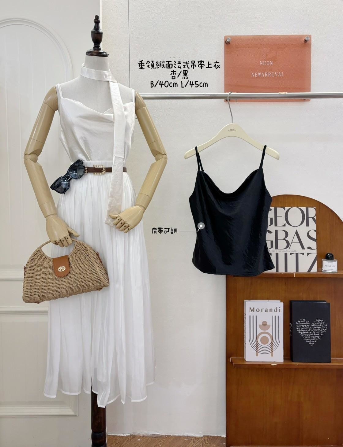 G6118-垂領緞面吊帶上衣