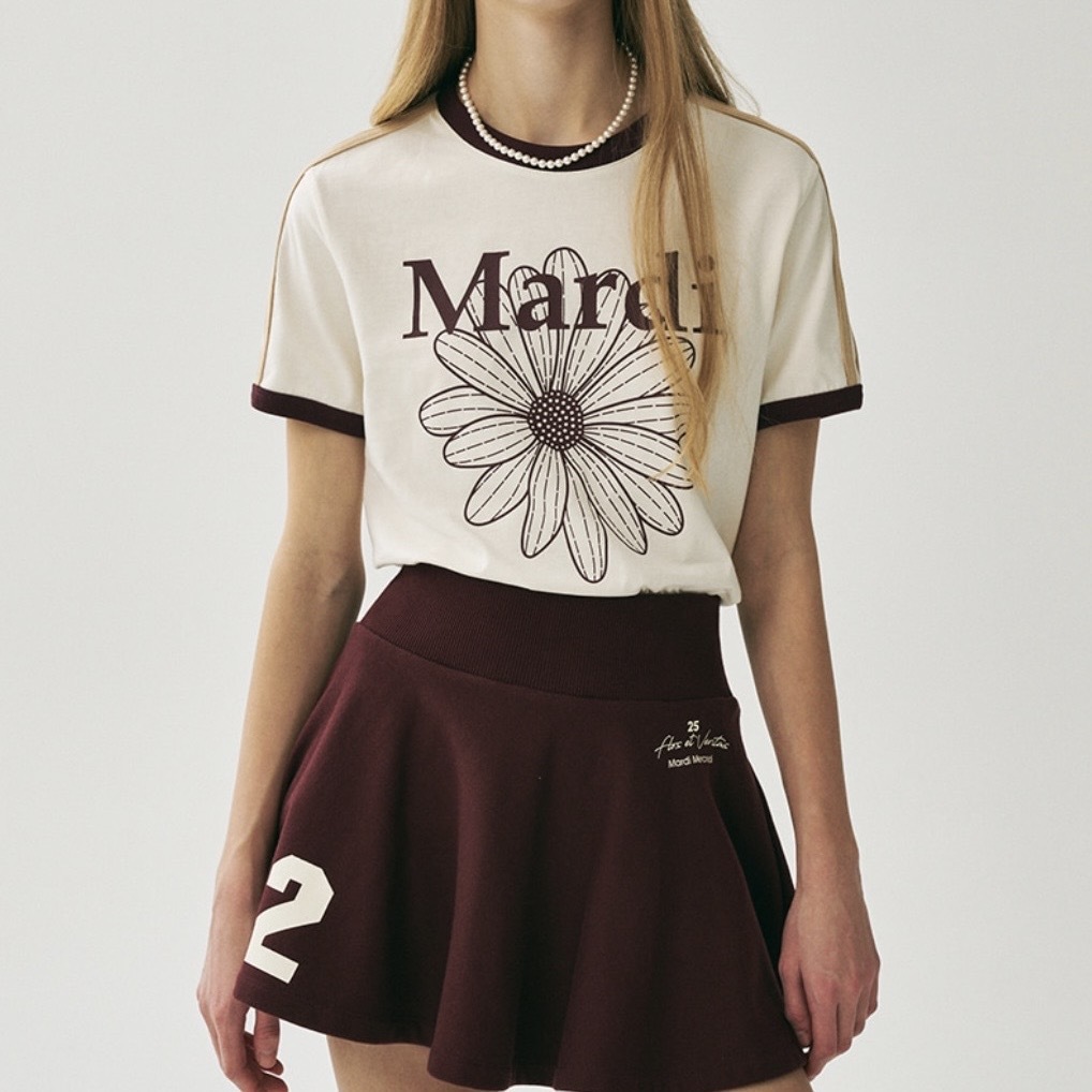 MARDI MERCREDI SLIM RINGER TSHIRT 撞色領 修身短袖 三色 金高銀同款