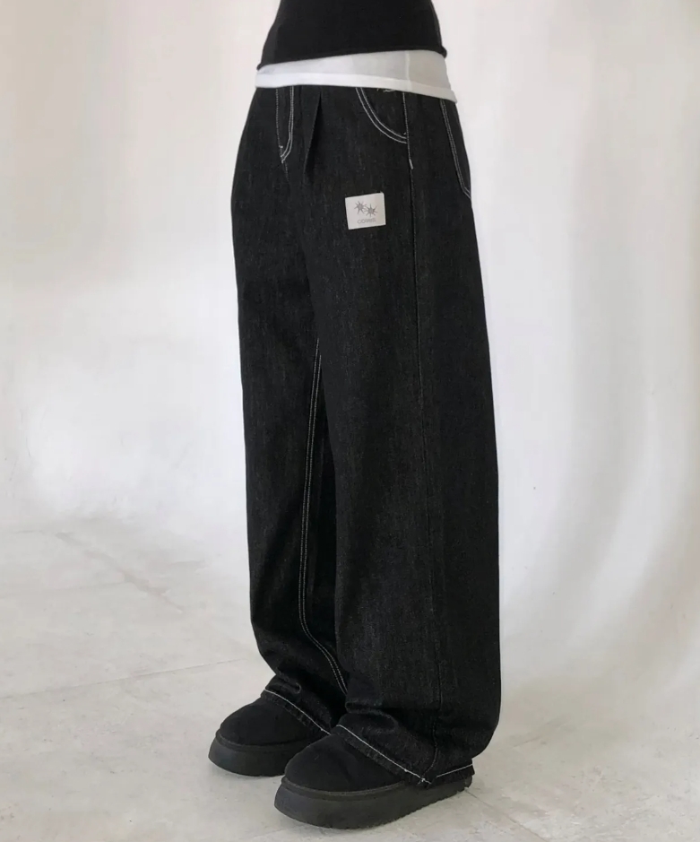 （預購）COIRIS 小標車線牛仔寬褲 C-P000000T