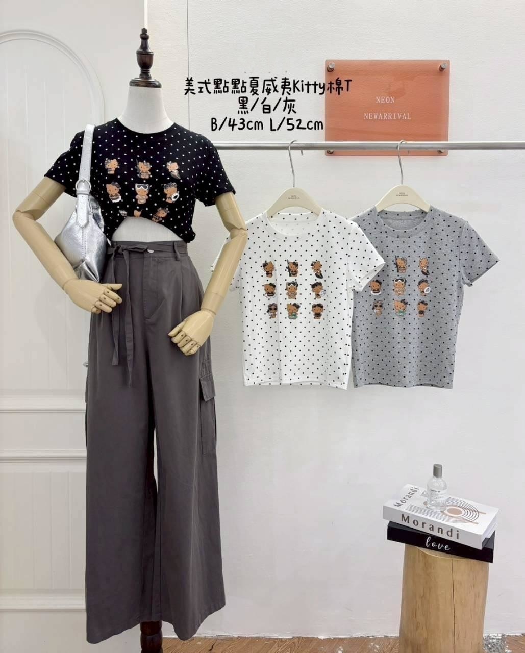 A3387-烤焦凱蒂點點上衣