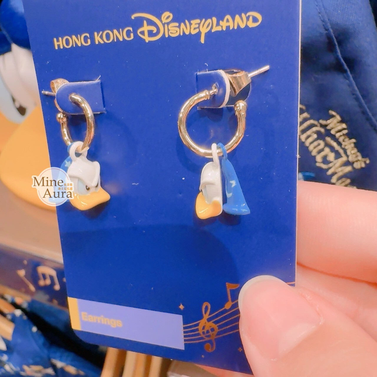 米奇幻想曲 唐老鴨 Donald 大頭造型 耳環 首飾 -香港迪士尼樂園